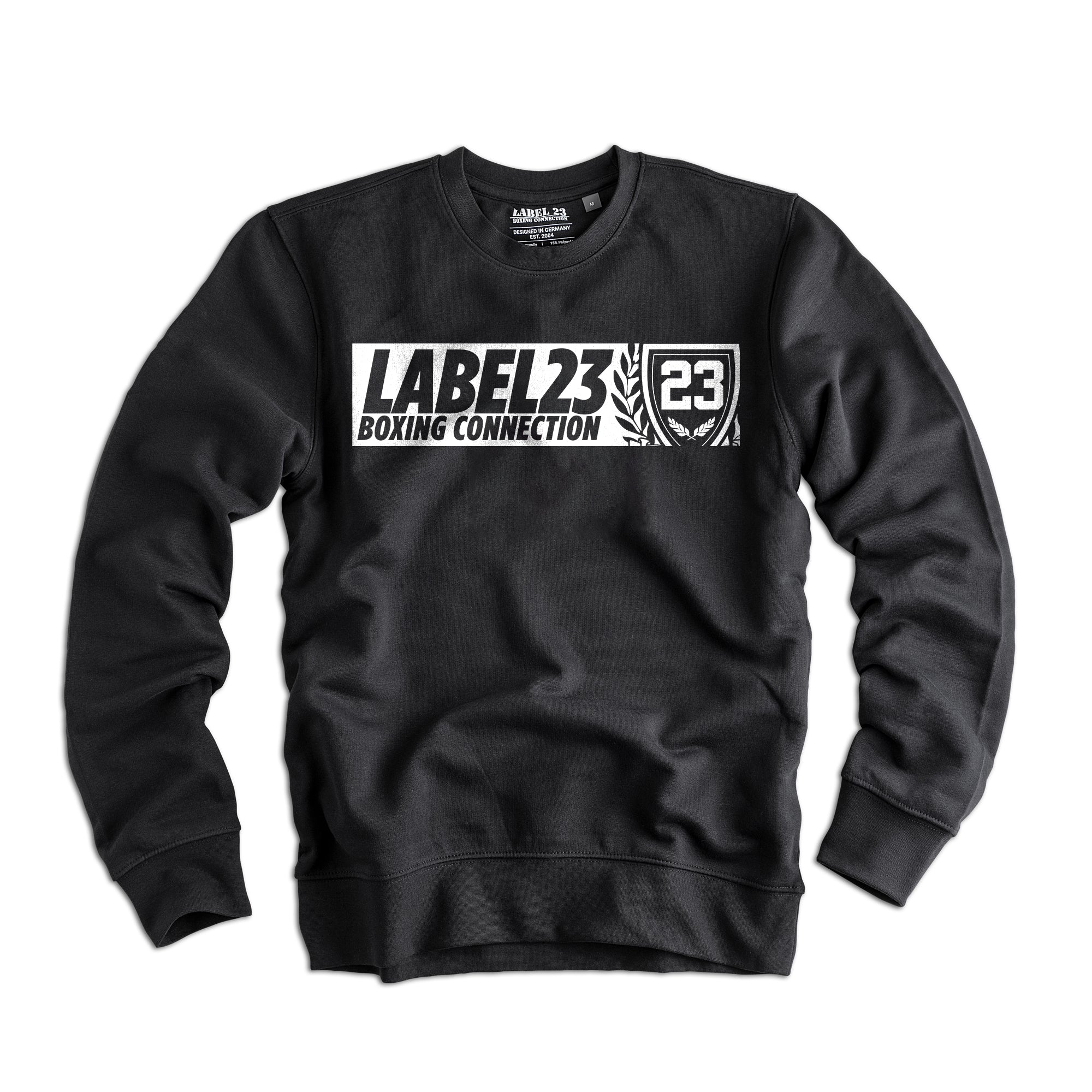 Label 23 Sweatshirt L23BC in Schwarz-Weiß – sportliches Herren-Sweatshirt mit kontrastierendem L23BC-Print, geradem Schnitt und angenehmer Baumwollmischung, ideal für lässige Streetwear und Training.