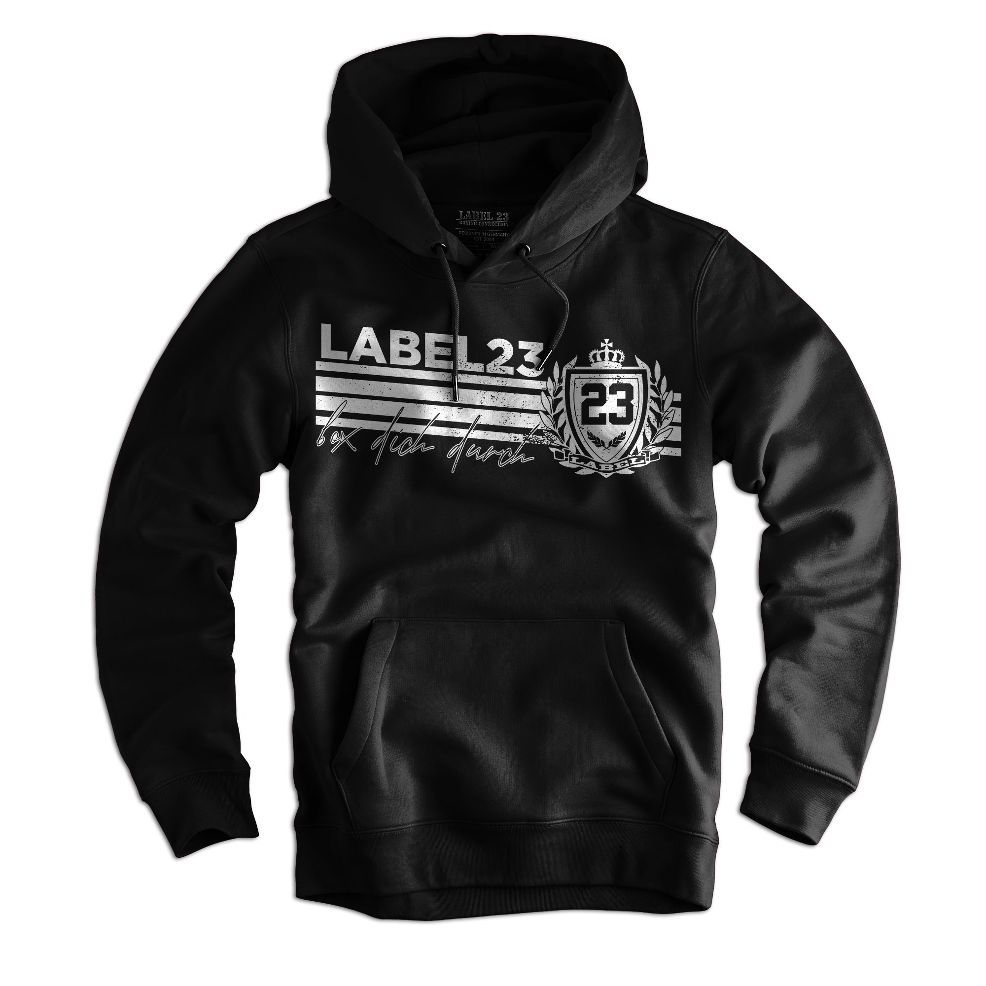 Männer Hoodie Sports Performance schwarz-weiss von Label 23 – Detailansicht