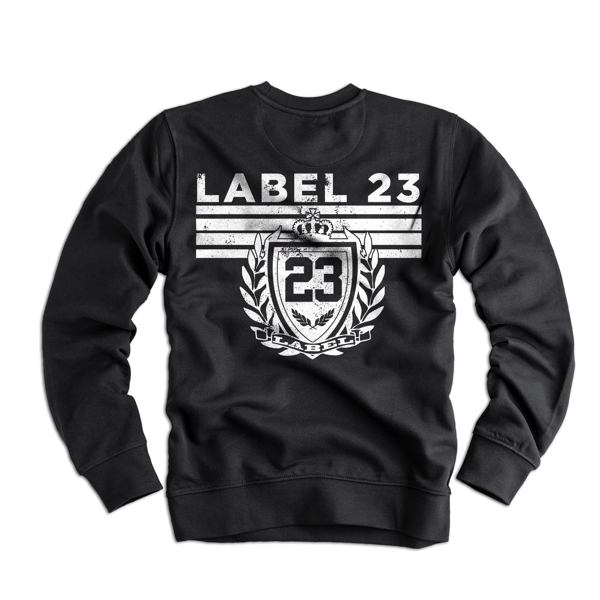 Männer Sweatshirt Sports Performance schwarz-weiss von Label 23 – Rückansicht