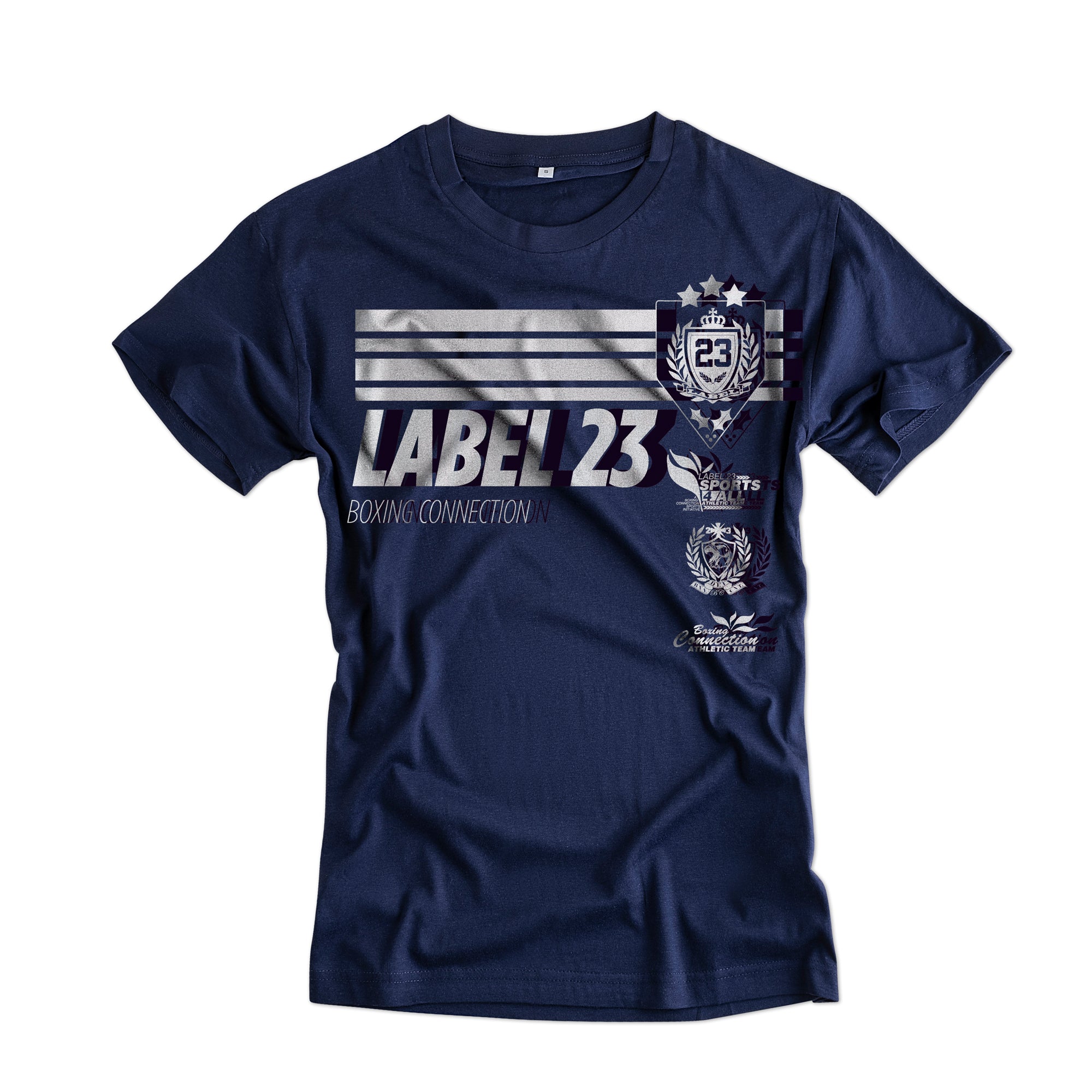 Damen T-Shirt Retro Basic navy-weiss