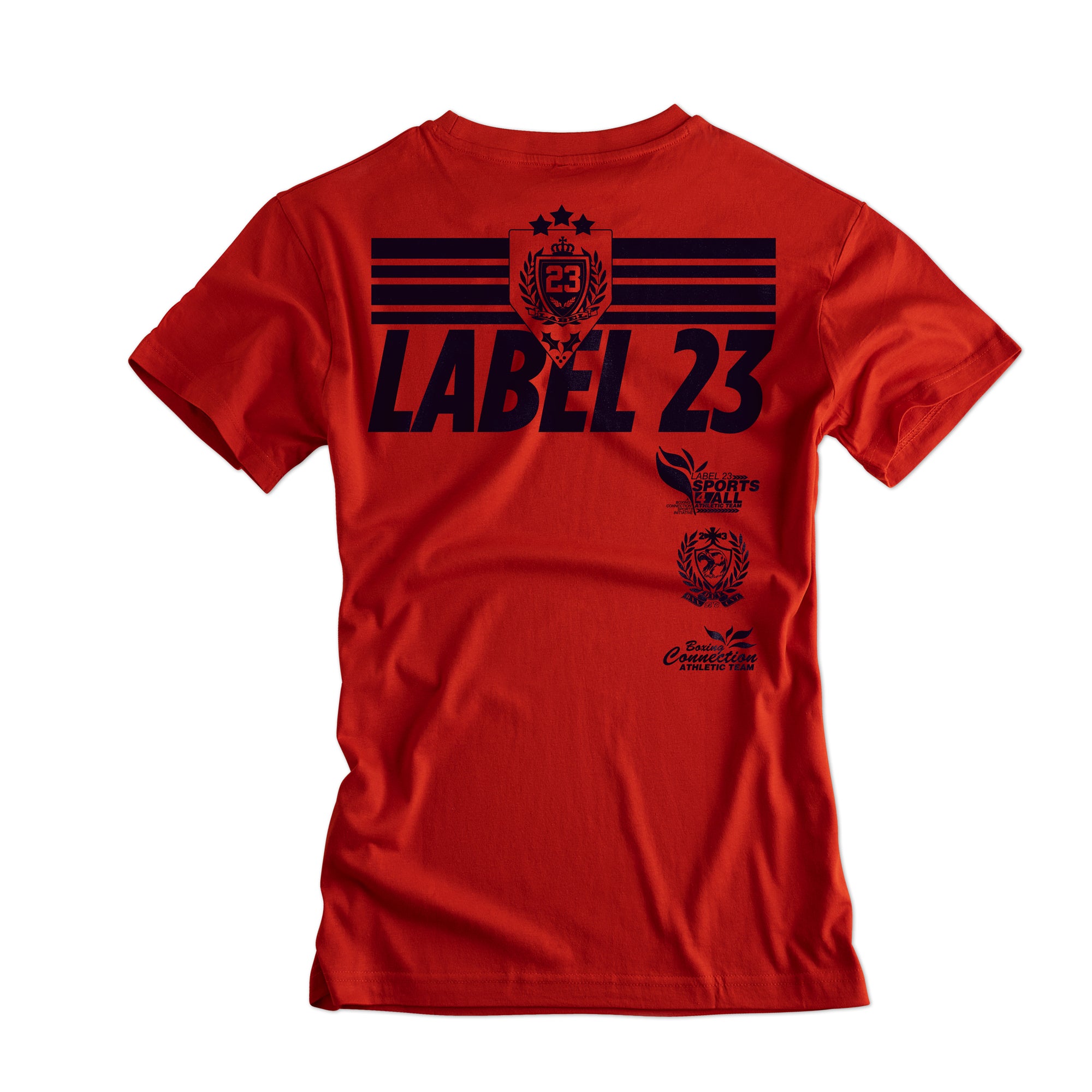 Damen T-Shirt Retro Basic rot-schwarz