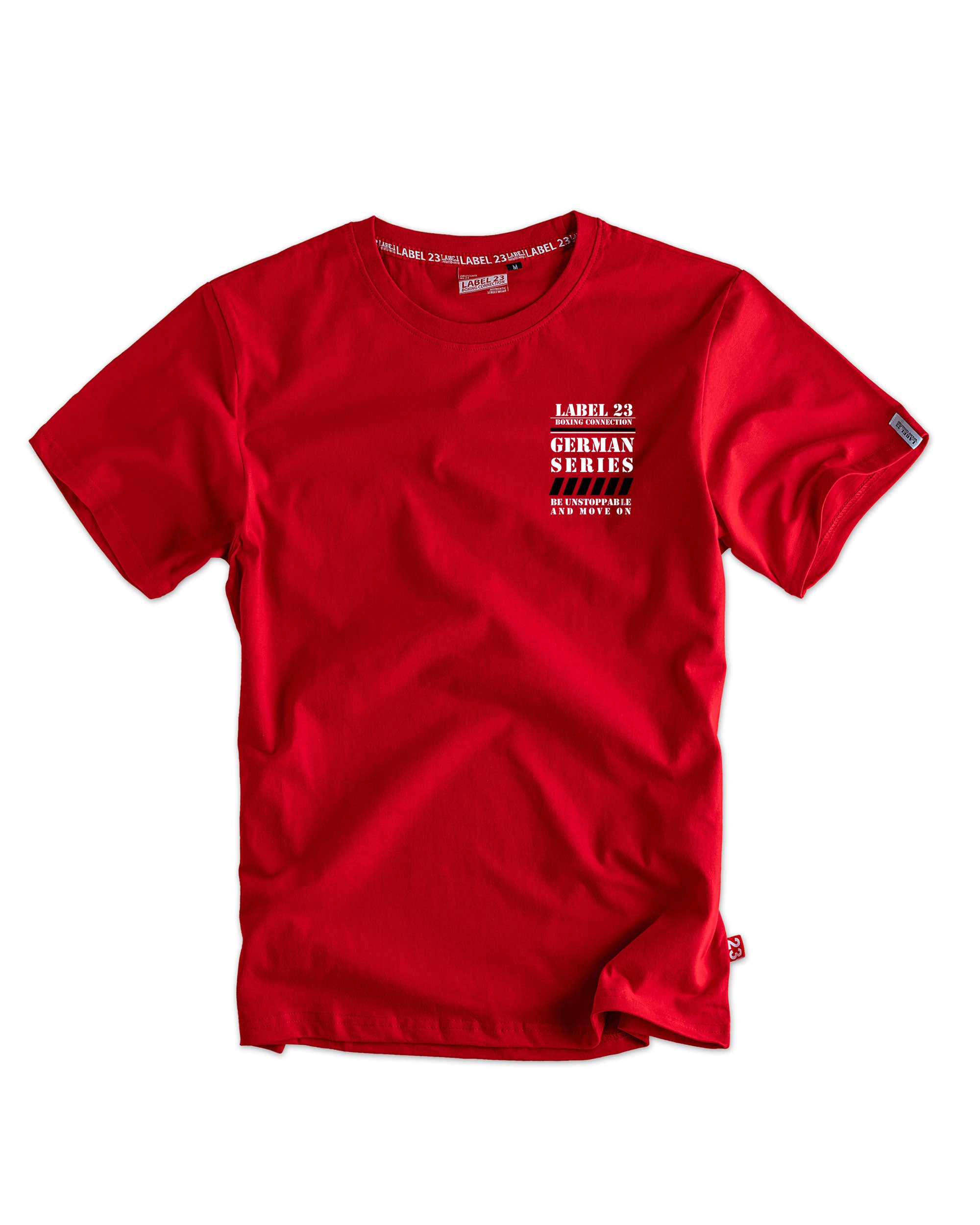 Label 23 T-Shirt German Series Erfurt in Rot – auffälliges Herren-Shirt mit weißem Erfurt-Print, sportlicher Schnitt und hochwertiger Baumwolle, ideal für ausdrucksstarke Streetwear mit regionalem Statement.