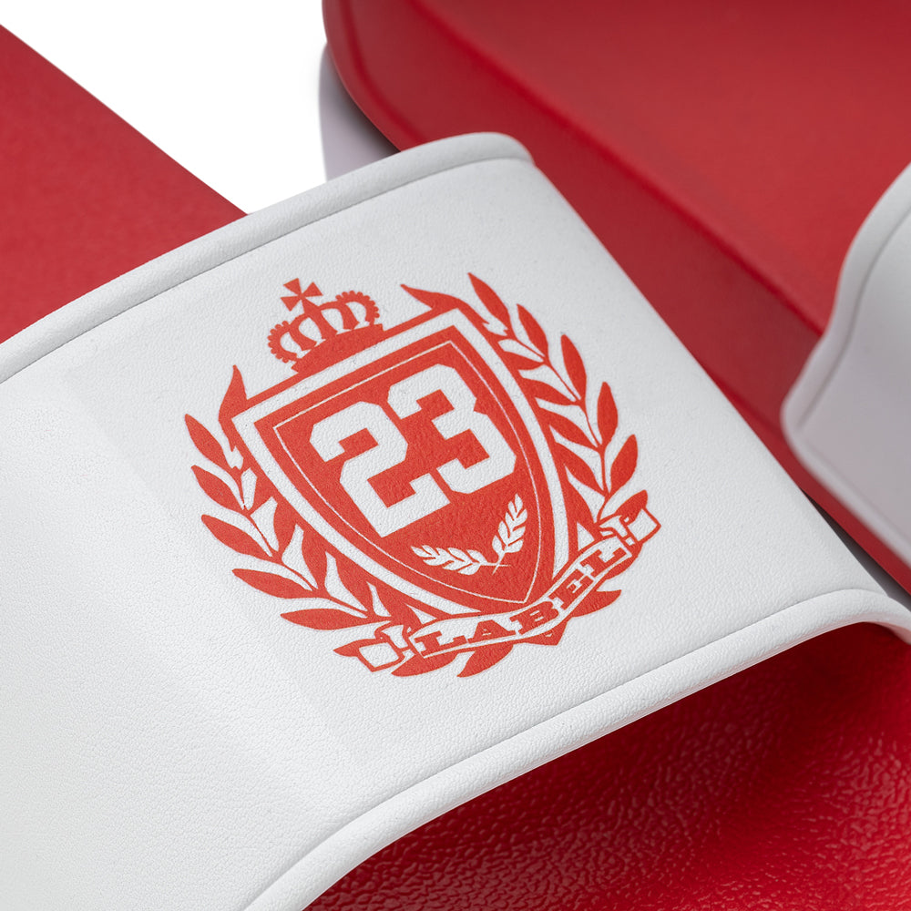 Badelatschen Label 23 rot-weiss-rot