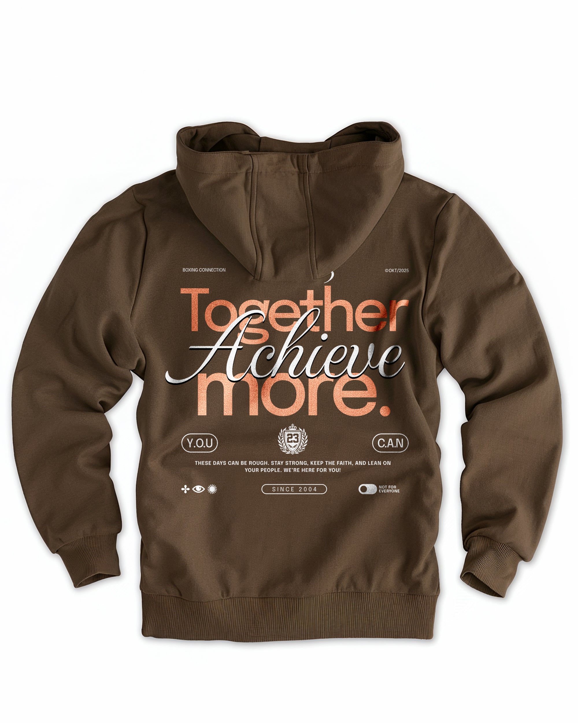 Frauen Cloud Fleece Hoodie „Achieve more" braun