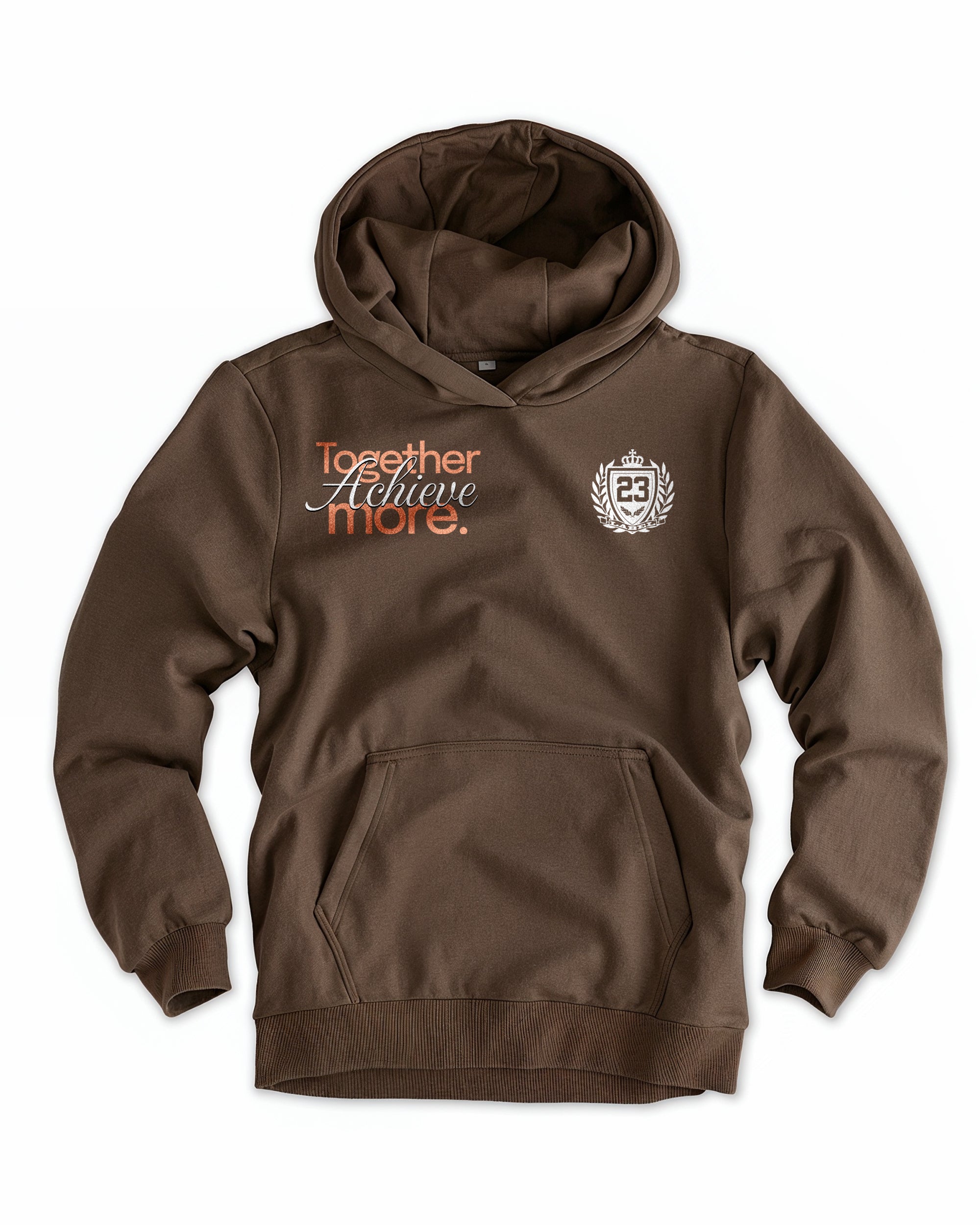 Frauen Cloud Fleece Hoodie „Achieve more" braun