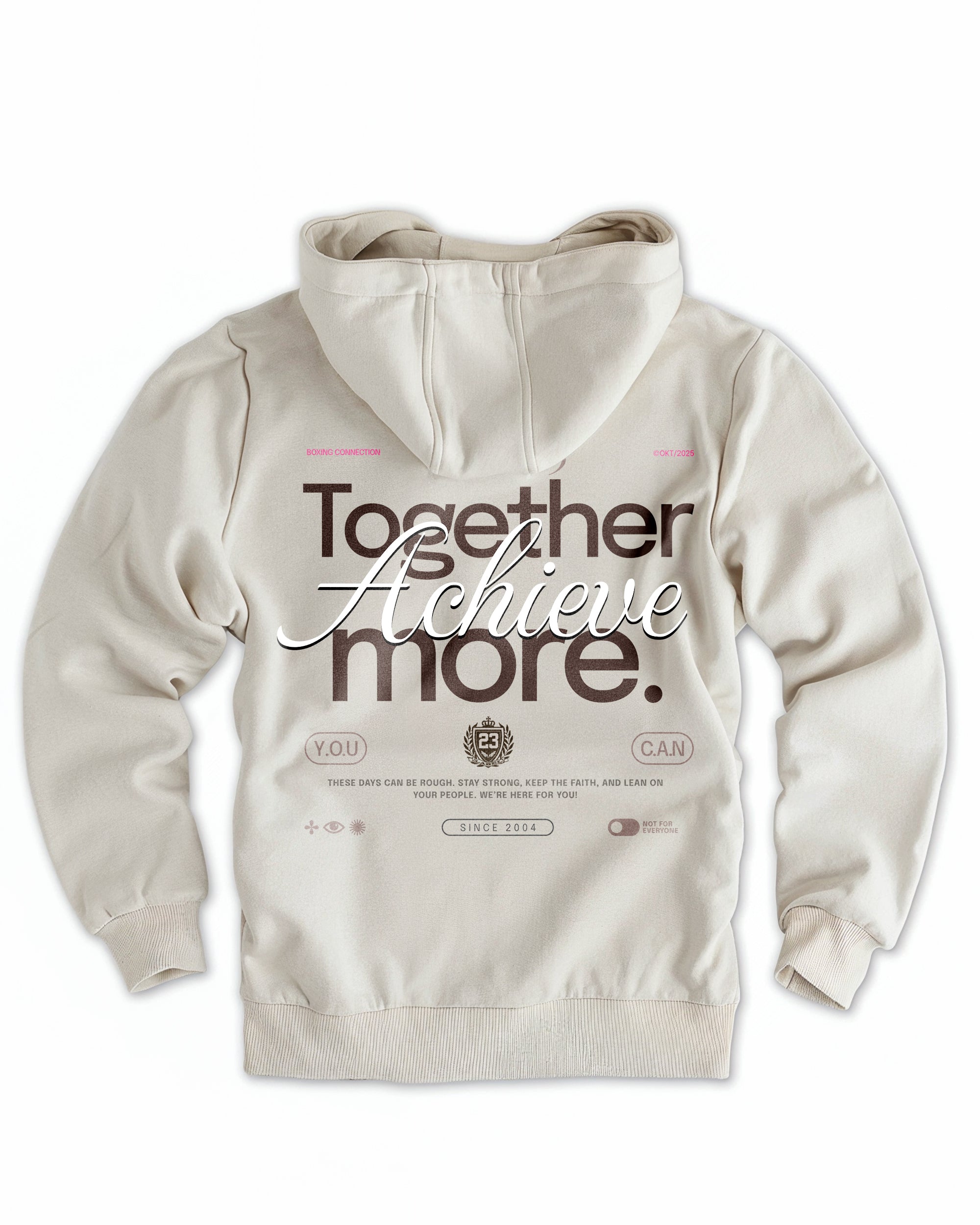 Frauen Cloud Fleece Hoodie „Achieve more" sand