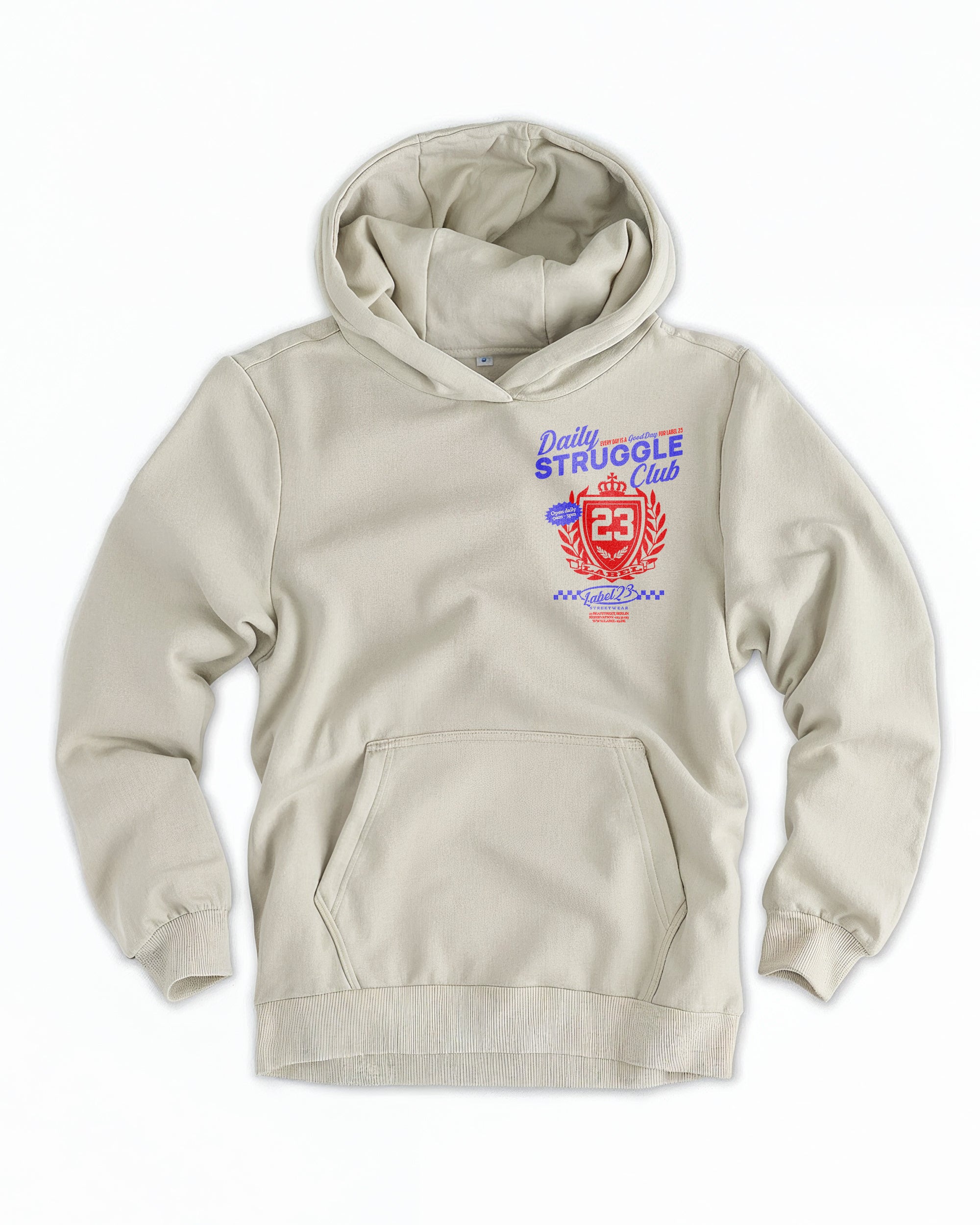 Frauen Cloud Fleece Hoodie „Daily Struggle" sand
