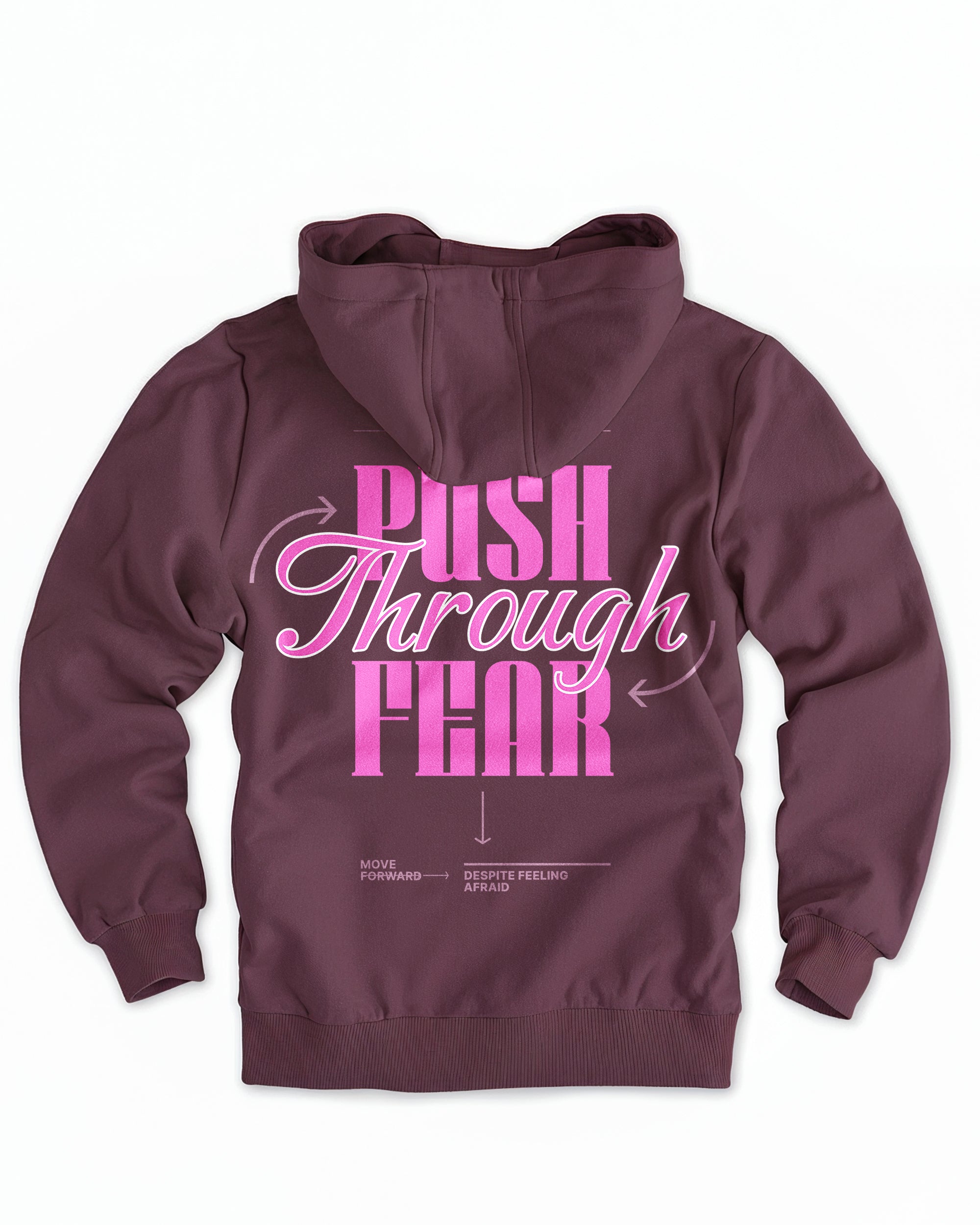 Frauen Cloud Fleece Hoodie „Push through fear“ purple