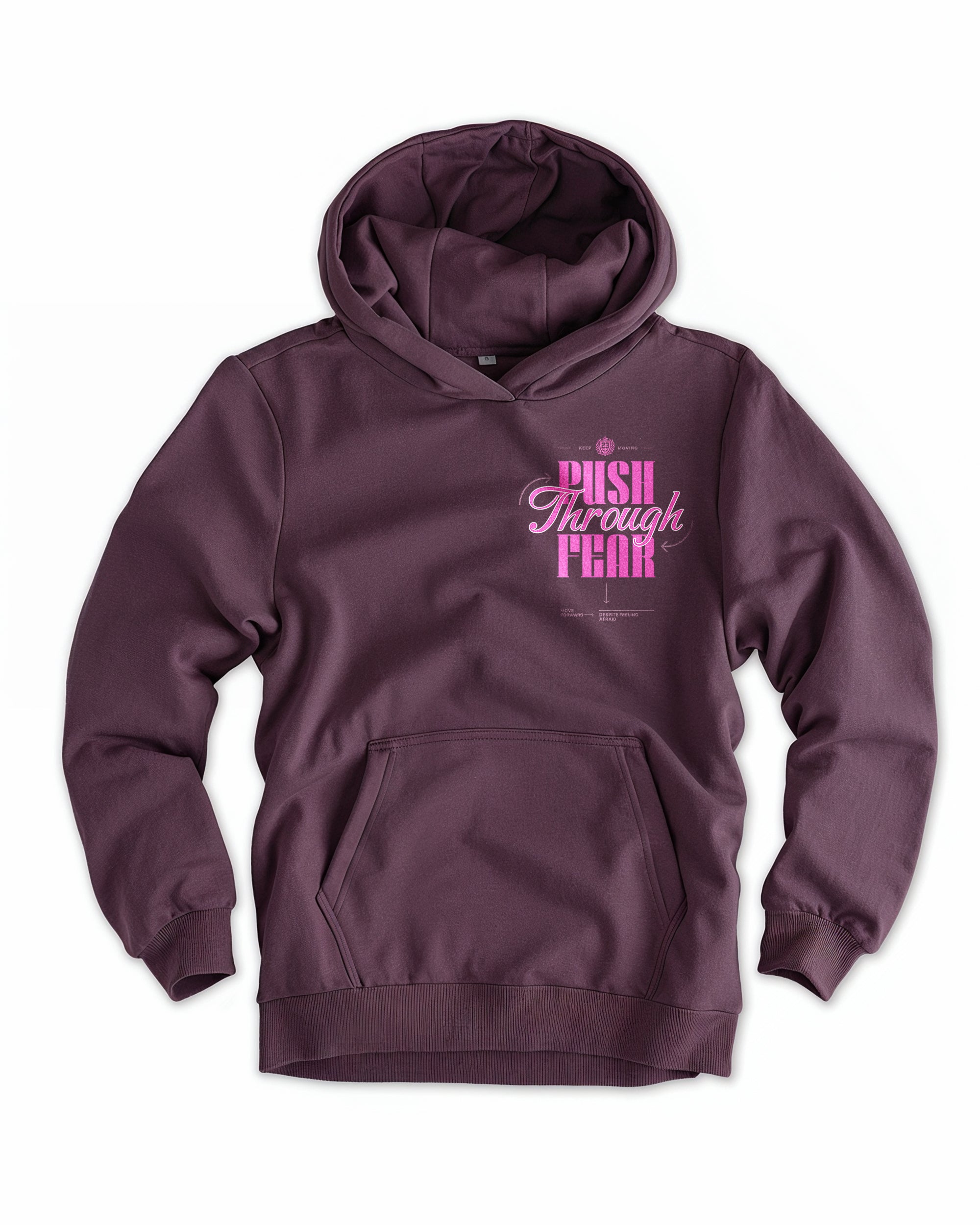 Frauen Cloud Fleece Hoodie „Push through fear“ purple