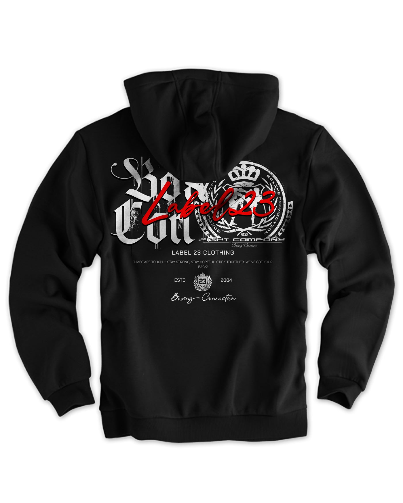 Männer Artic Fleece Hoodie "Box Con" schwarz von Label 23 – Rückansicht