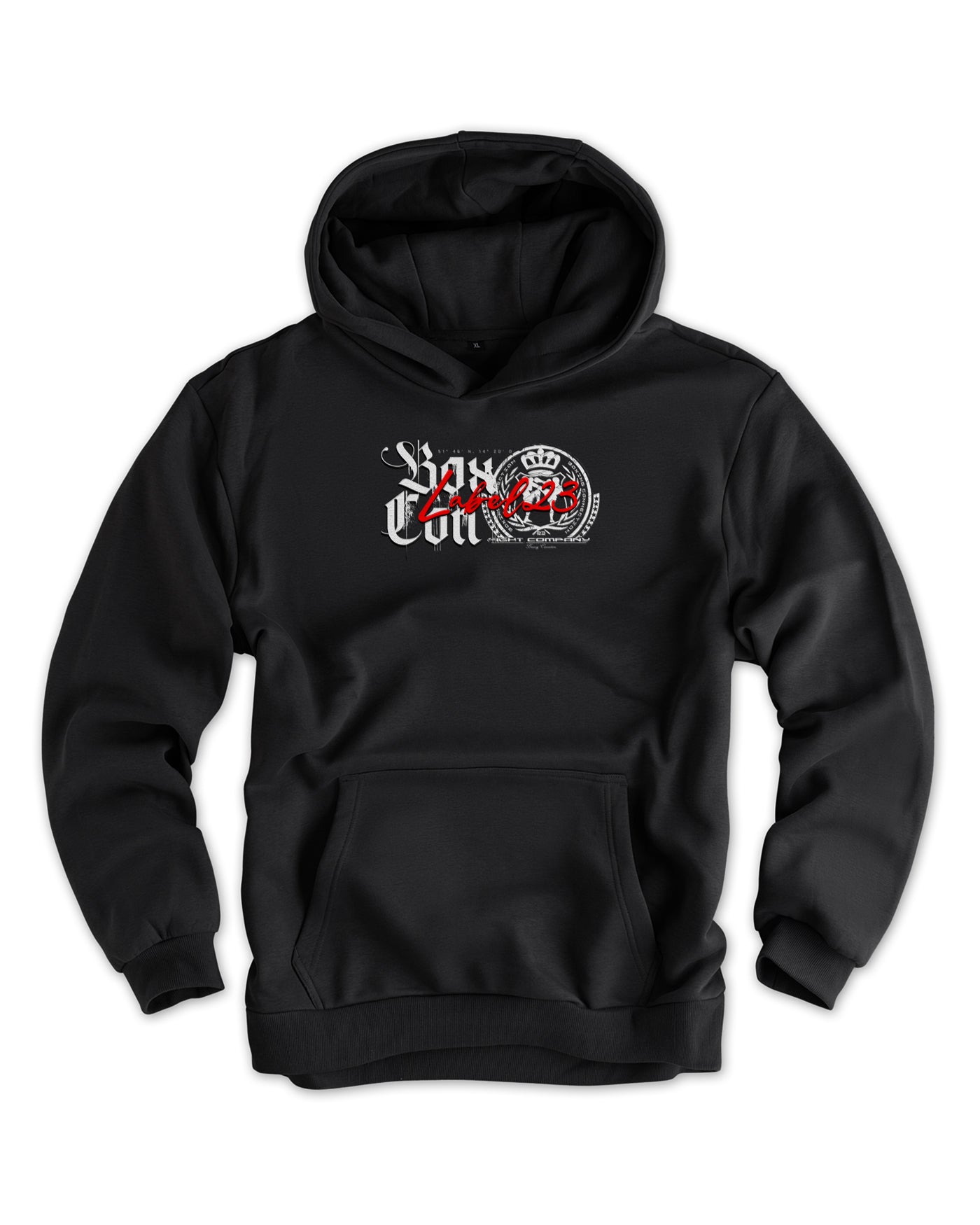 Männer Artic Fleece Hoodie "Box Con" schwarz von Label 23 – Rückansicht