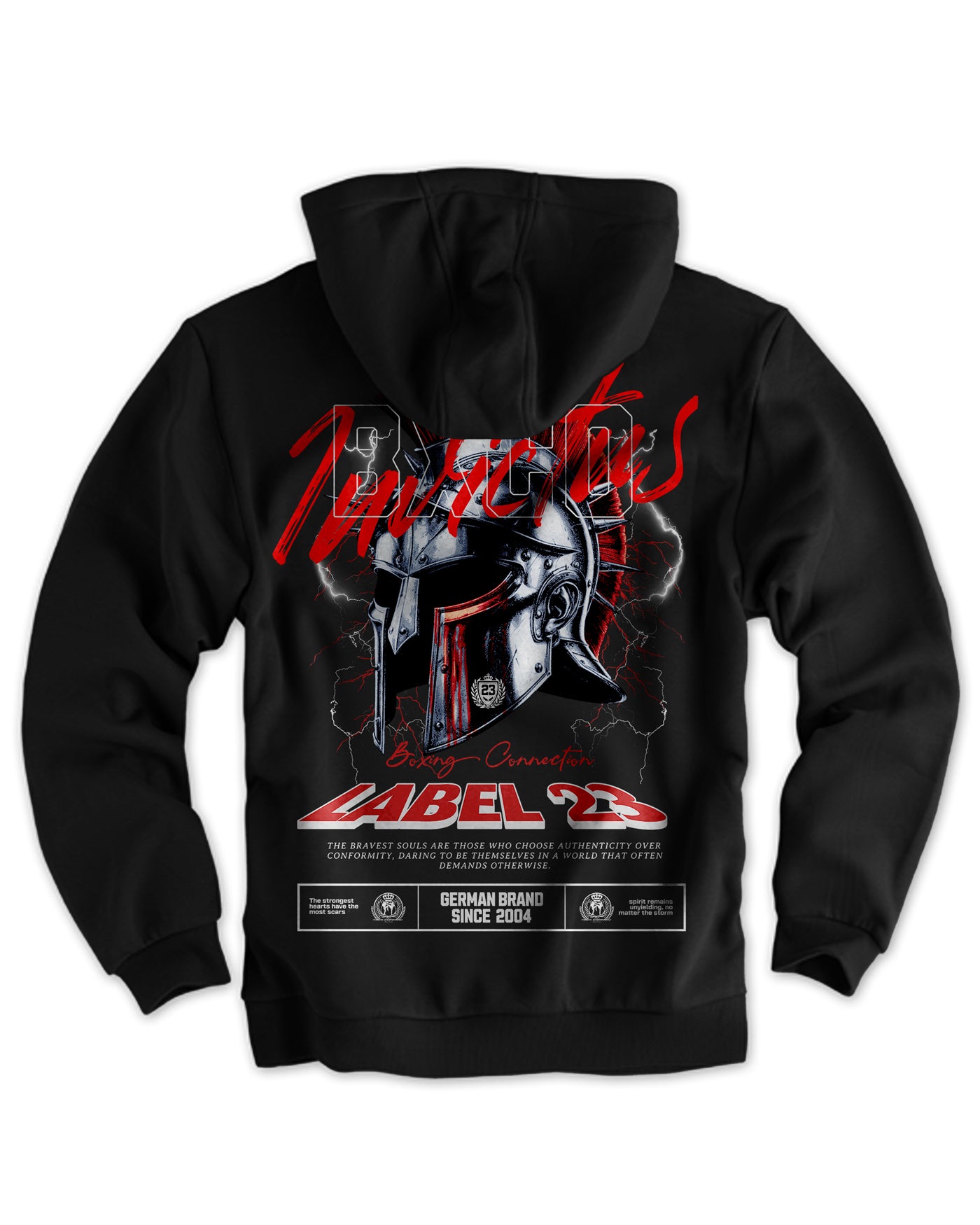 Männer Artic Fleece Hoodie "Invictus" schwarz von Label 23 – Rückansicht