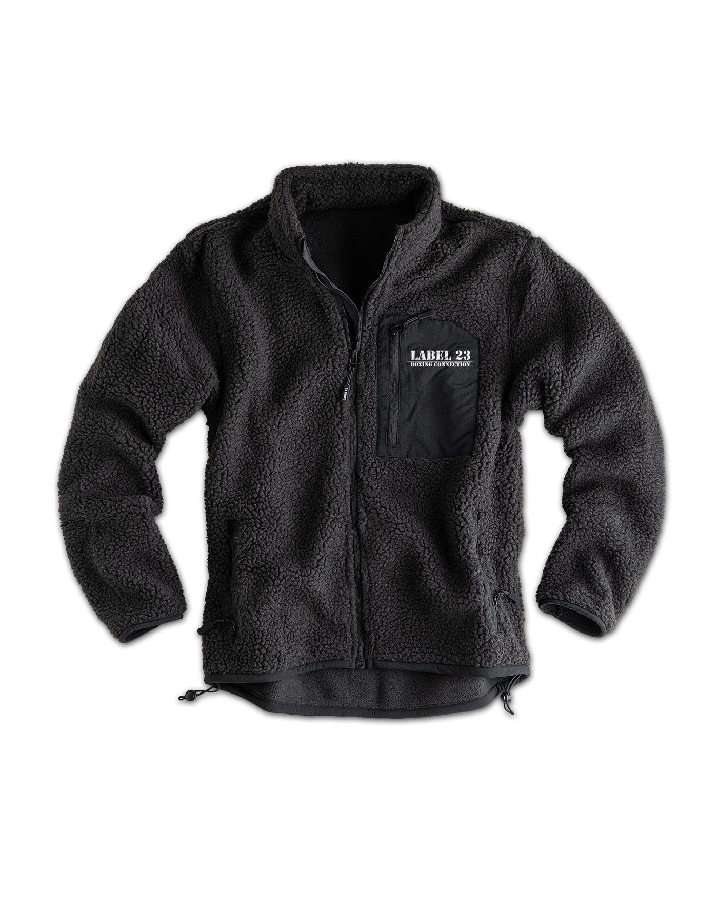 Männer Sherpa Fleece Jacke "Label BC" carbon-schwarz