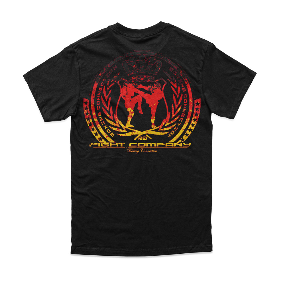 Herren T-Shirt ‚BCTA SRG‘ von Label 23 – schwarzes Baumwoll-Shirt mit Print im sportlichen Boxstyle für Training, Alltag und Streetwear