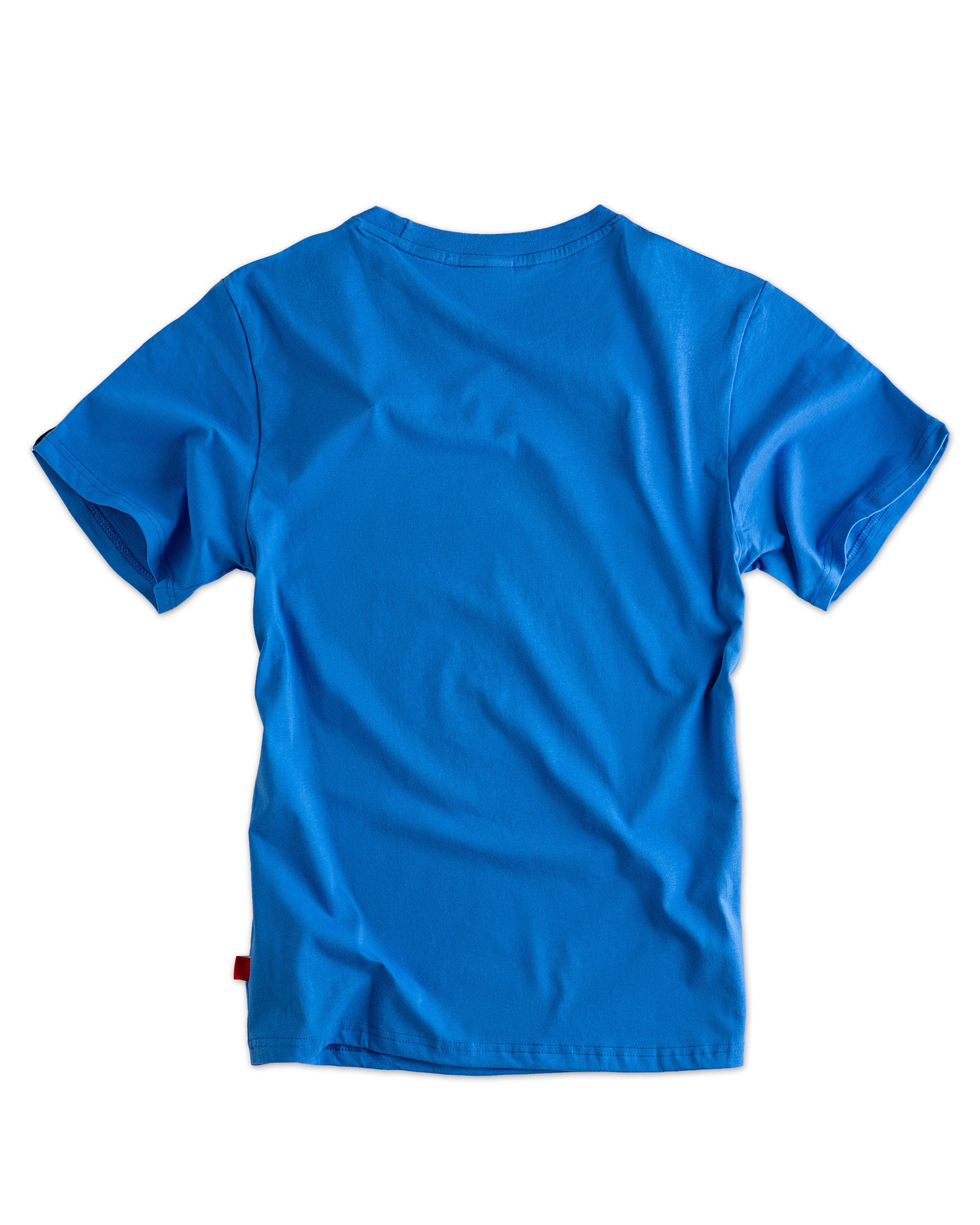 Herren T-Shirt ‚Label DZ‘ von Label 23 – blaues Baumwoll-Shirt mit Frontprint im sportlichen Boxstyle für Gym und Freizeit