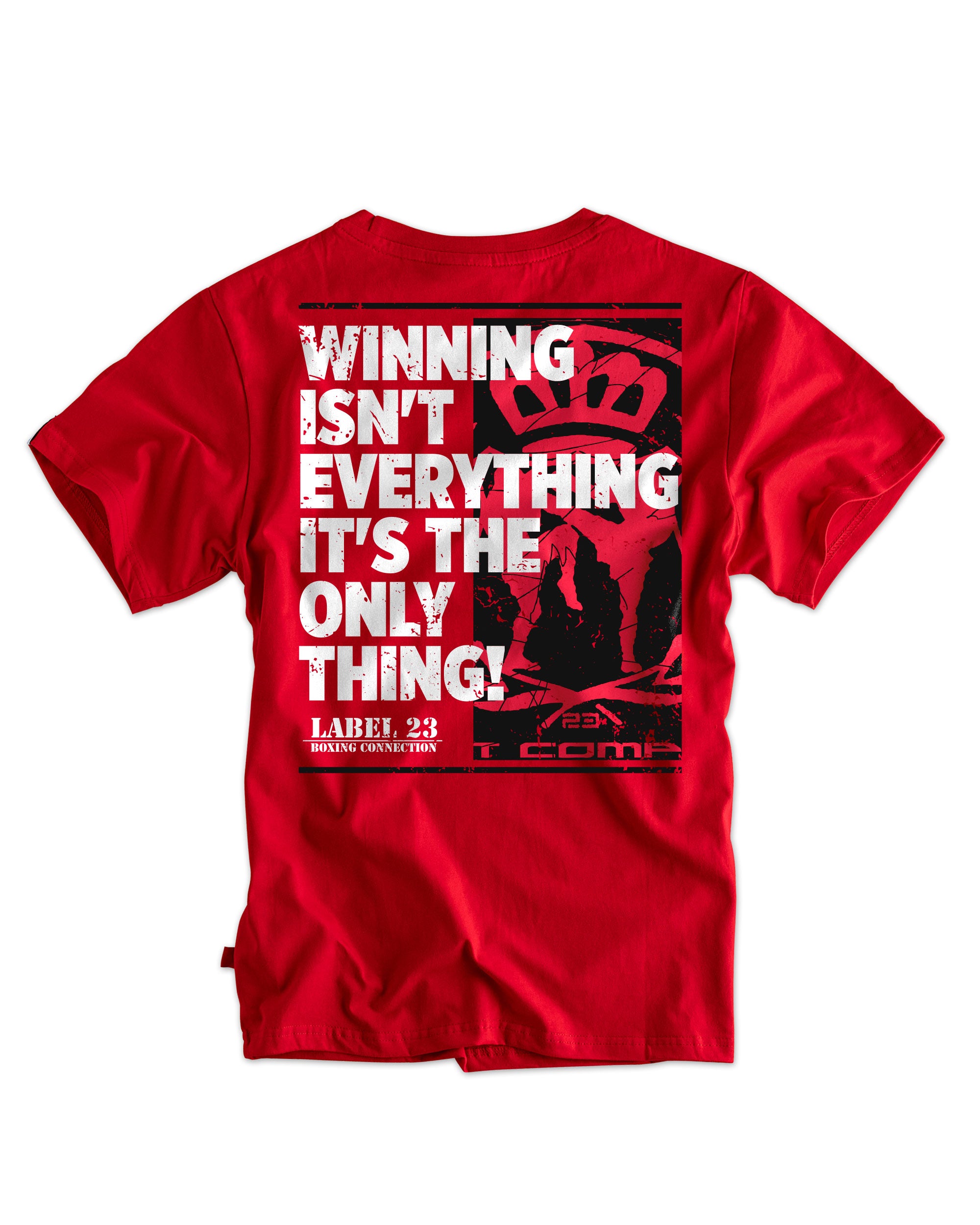 Herren T-Shirt ‚Winning‘ von Label 23 – rotes Statement-Shirt aus Baumwolle im sportlichen Boxstyle für Training und Streetwear