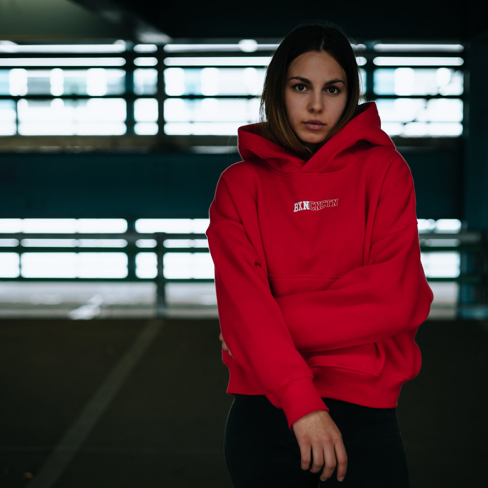 Damen Oversize Hoodie Push Through