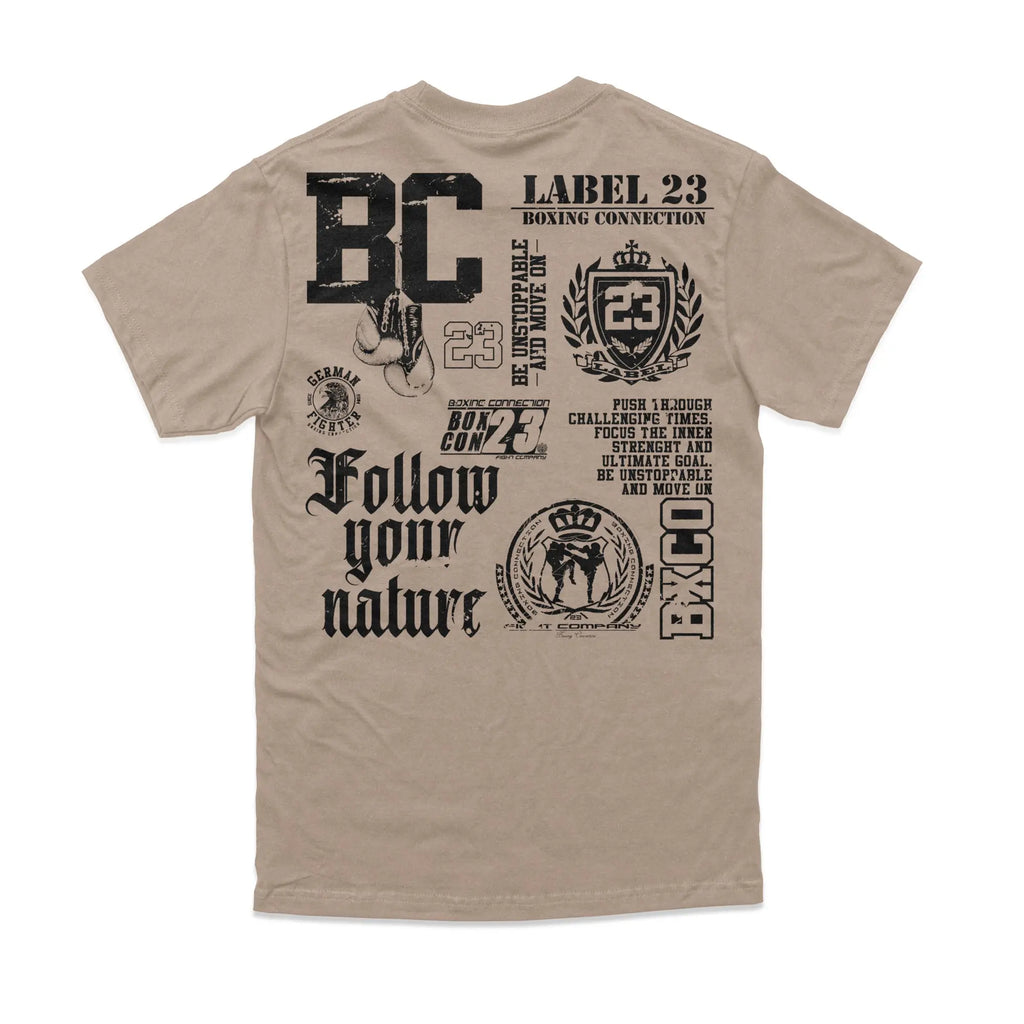 Herren T-Shirt Follow your Nature sand-schwarz Label 23