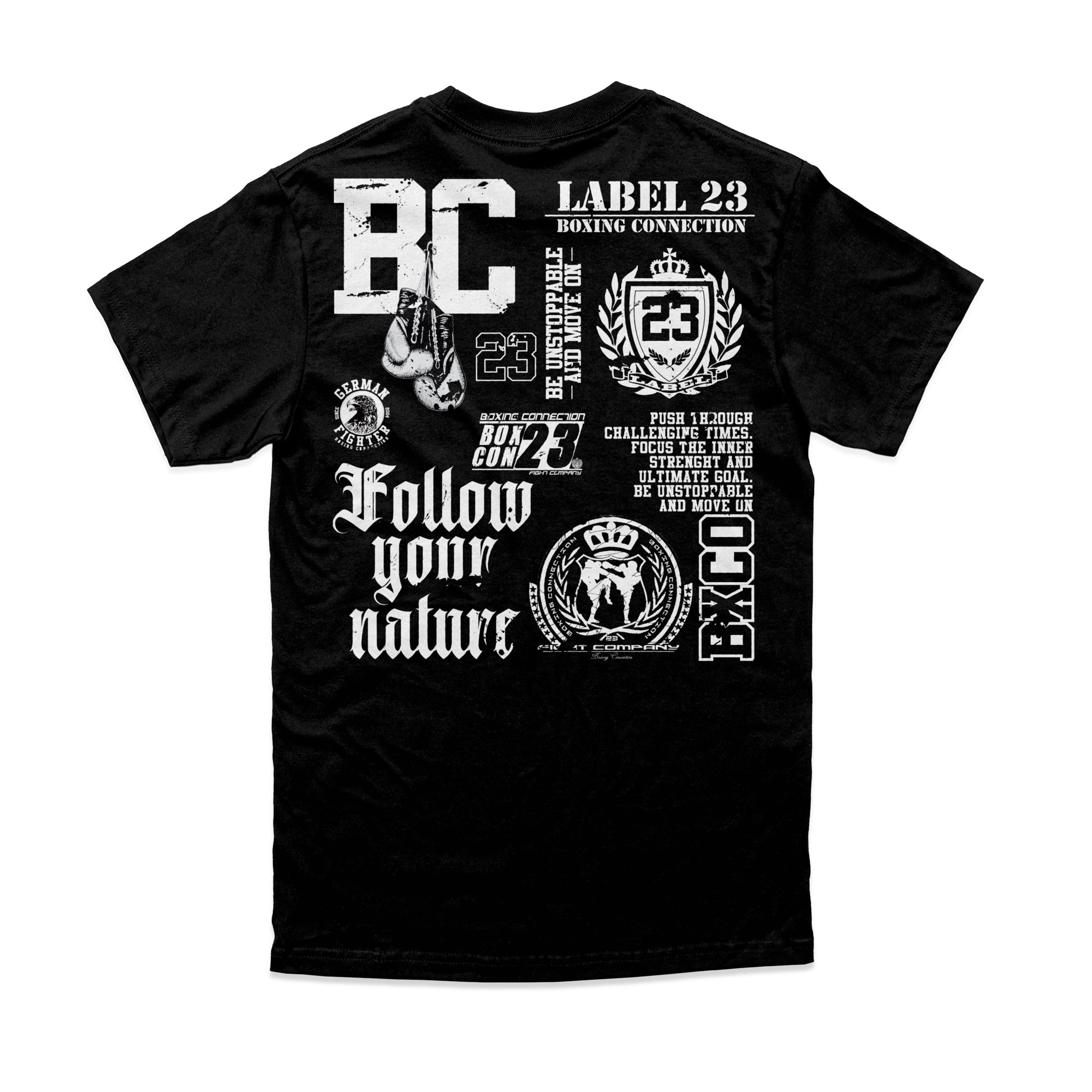 Herren T-Shirt Follow your Nature schwarz-weiss