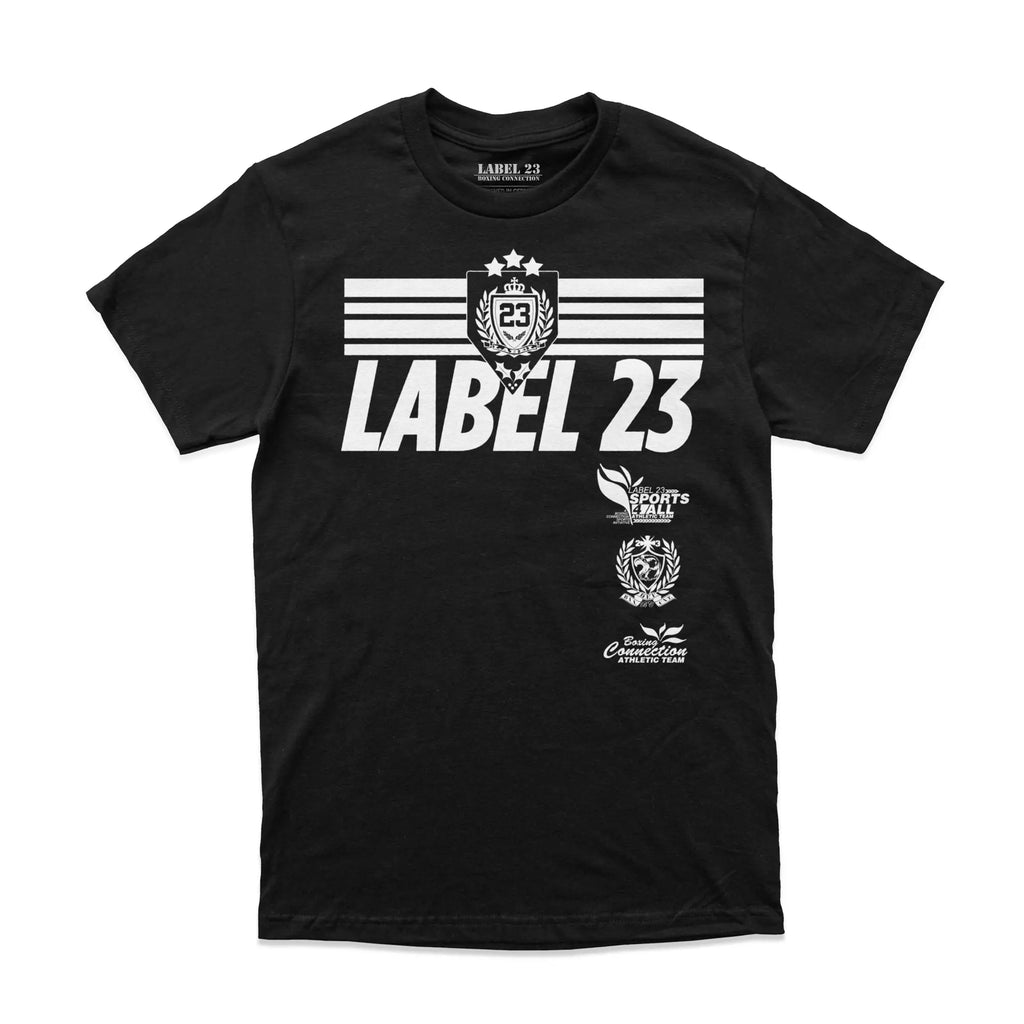 Herren T-Shirt Retro Basic schwarz-weiss Label 23