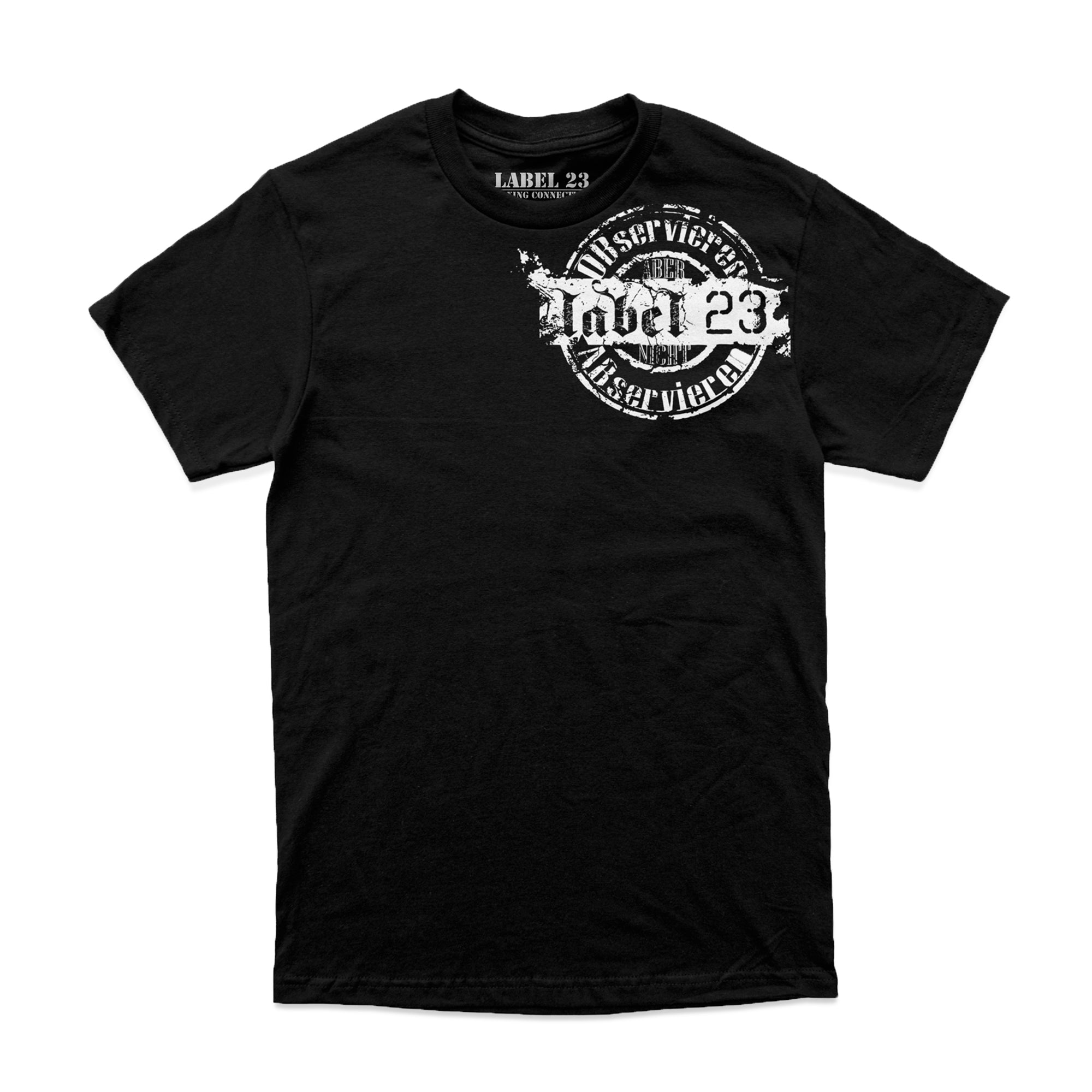 Herren T-Shirt Observieren schwarz-weiss Label 23 Label-23