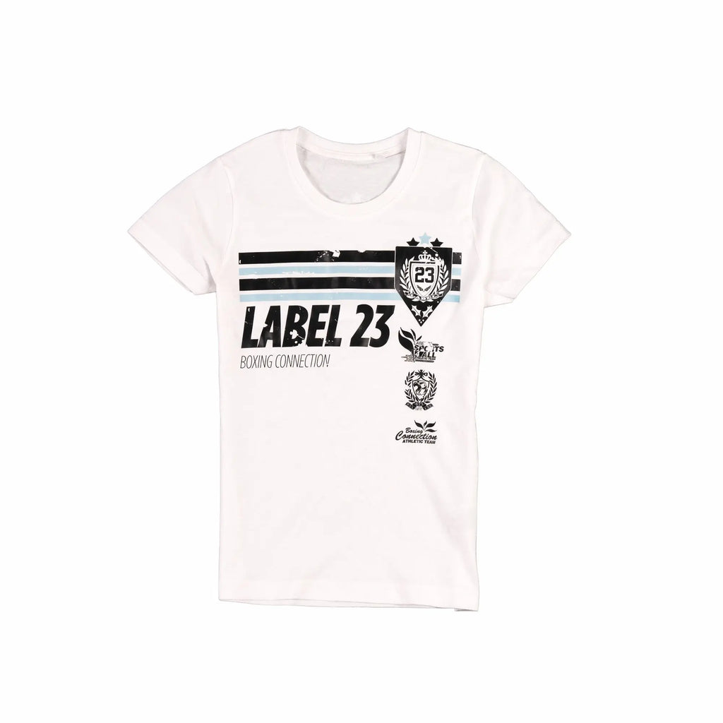 Damen T-Shirt Retro Basic weiss Label 23