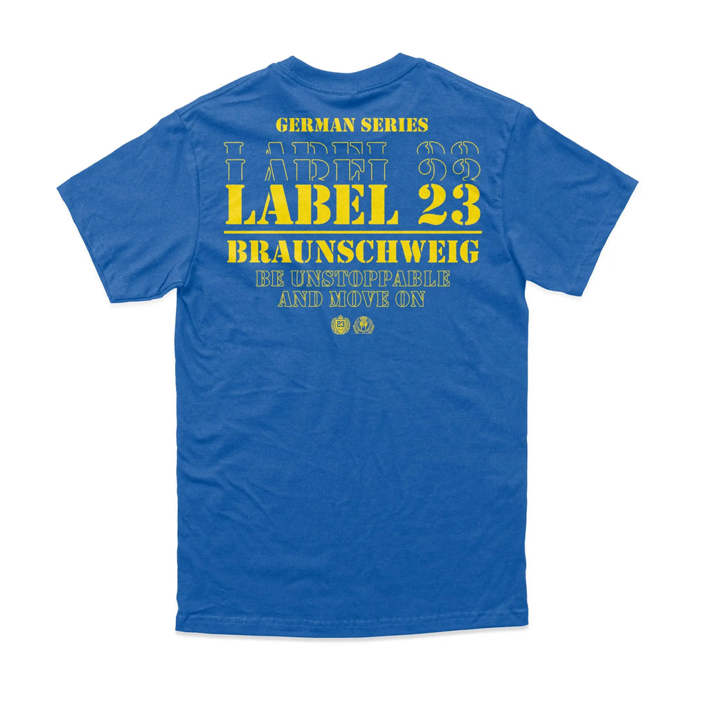 Herren T-Shirt GSL23 Braunschweig blau-gelb Label 23