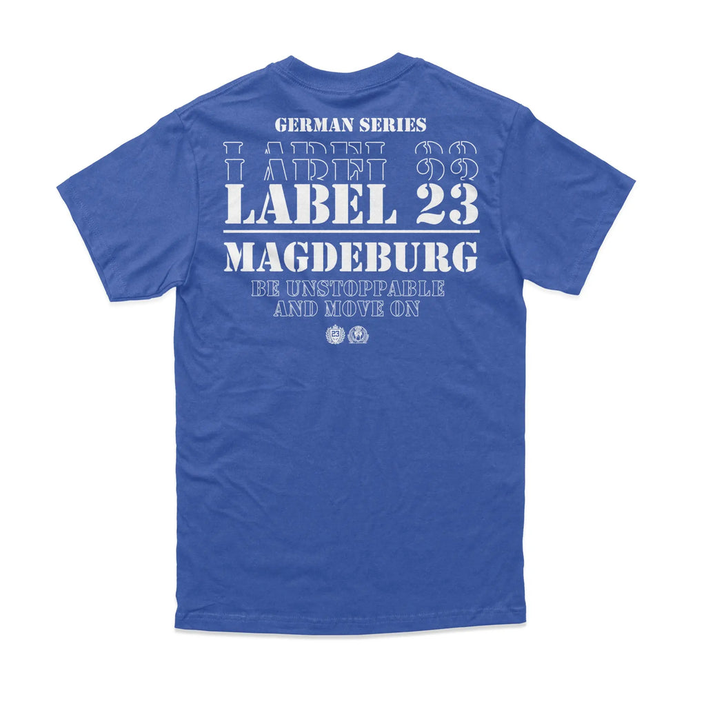 Herren T-Shirt GSL23 Magdeburg blau-weiss Label 23
