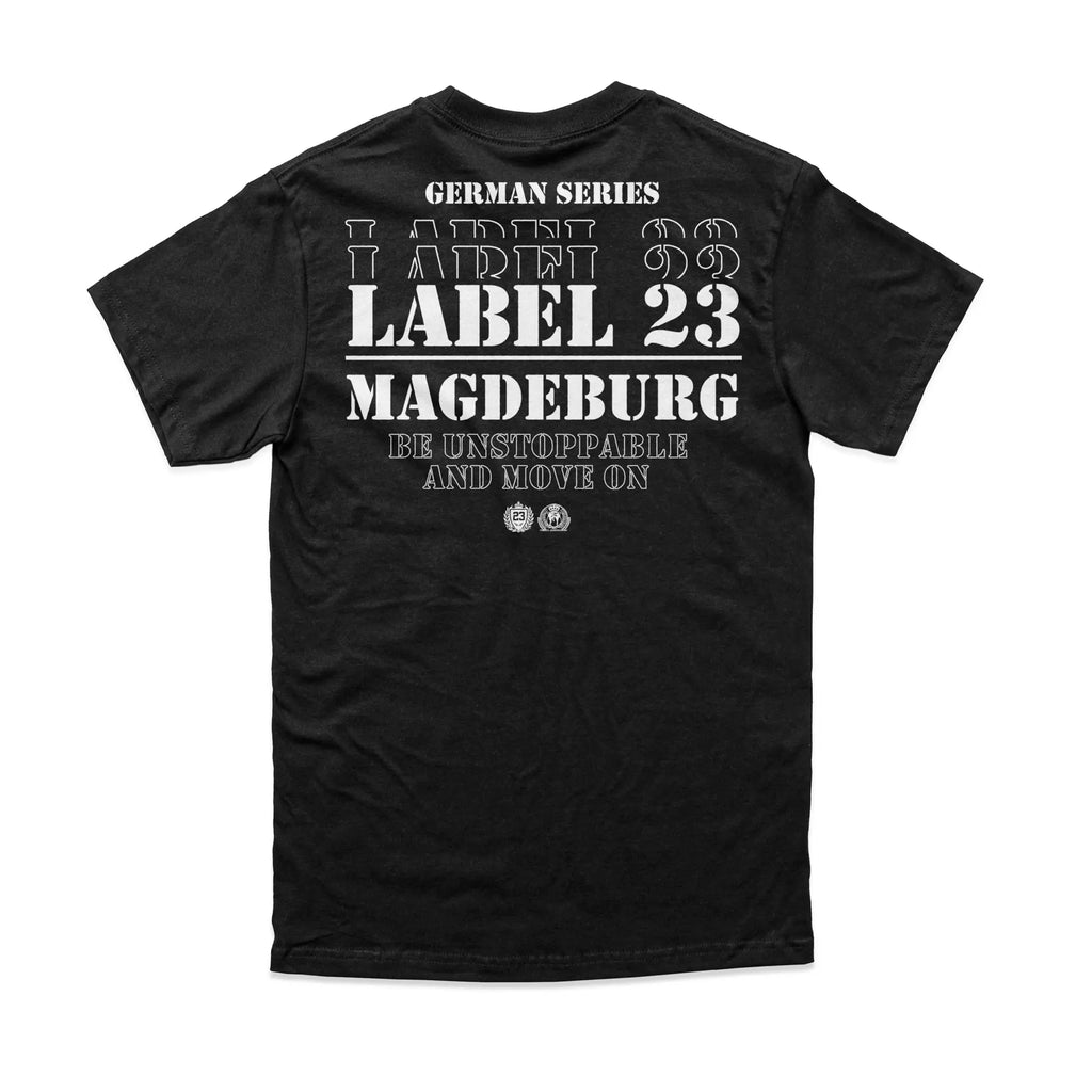 Herren T-Shirt GSL23 Magdeburg schwarz-weiss Label 23