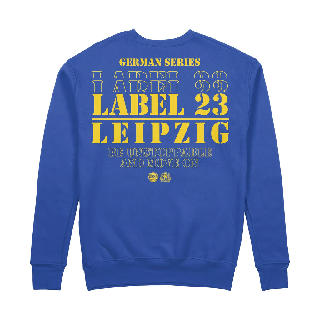 Herren Sweatshirt GSL23 Leipzig blau-gelb Label 23