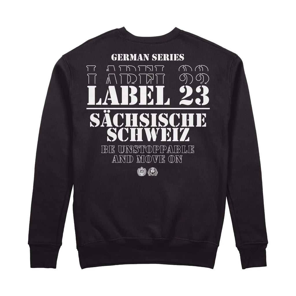 Herren Sweatshirt GSL23 Sächsische Schweiz schwarz-weiss Label 23