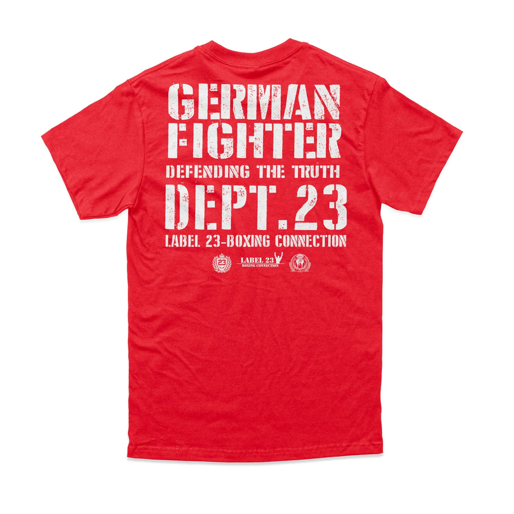 Herren T-Shirt Defending rot Label 23