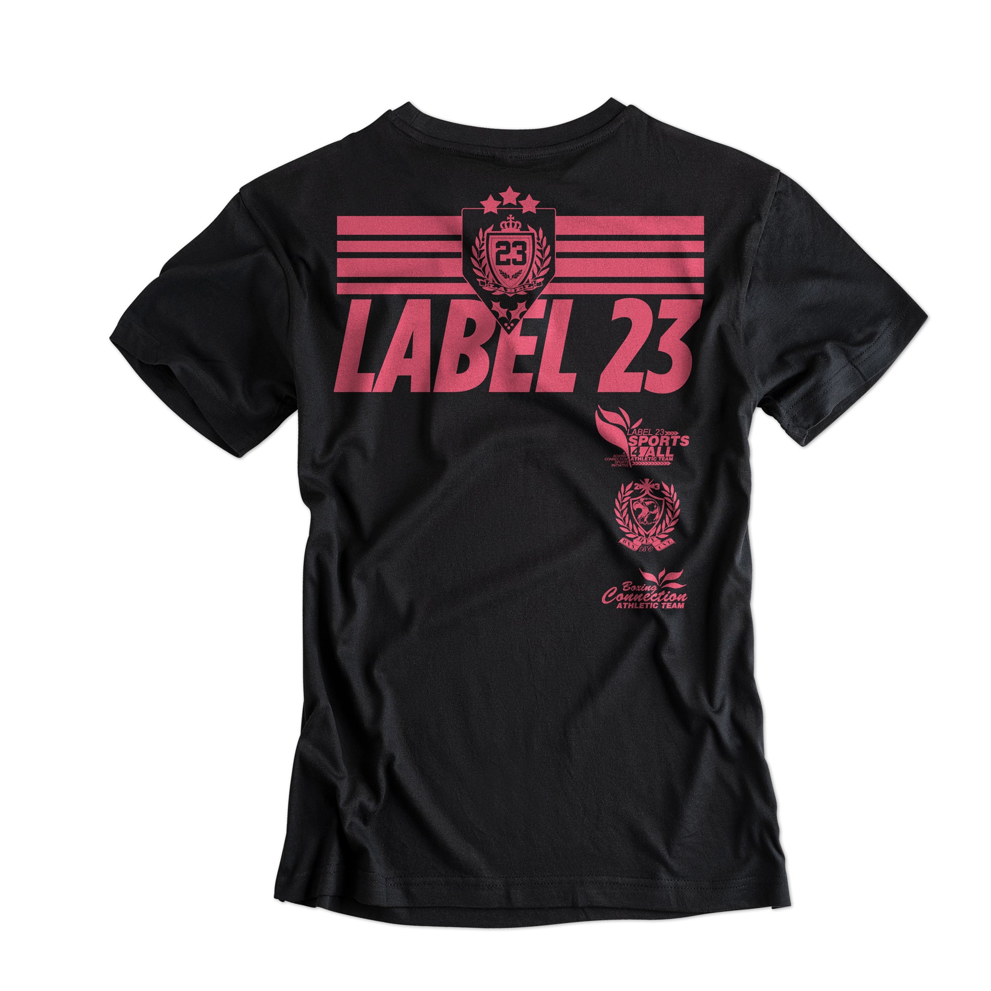 Damen Loose fit T-Shirt Retro Basic schwarz-coral