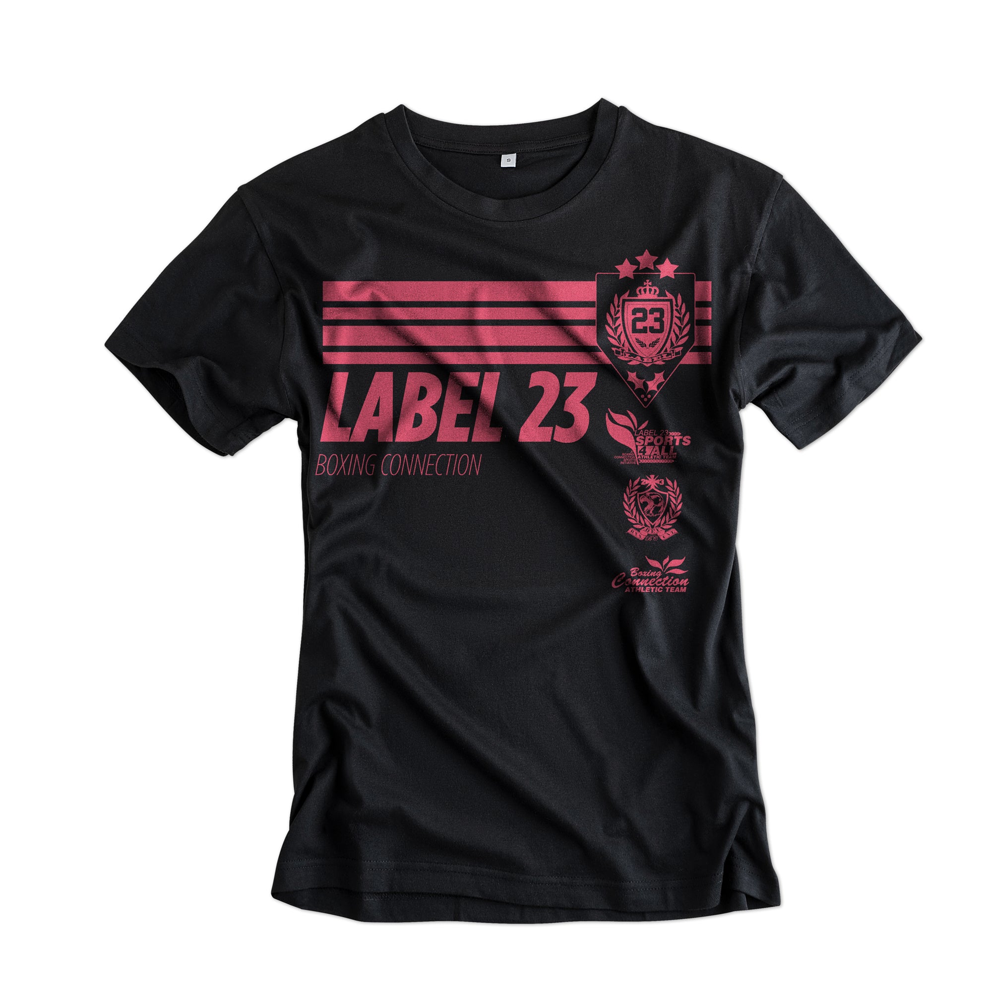 Damen Loose fit T-Shirt Retro Basic schwarz-coral