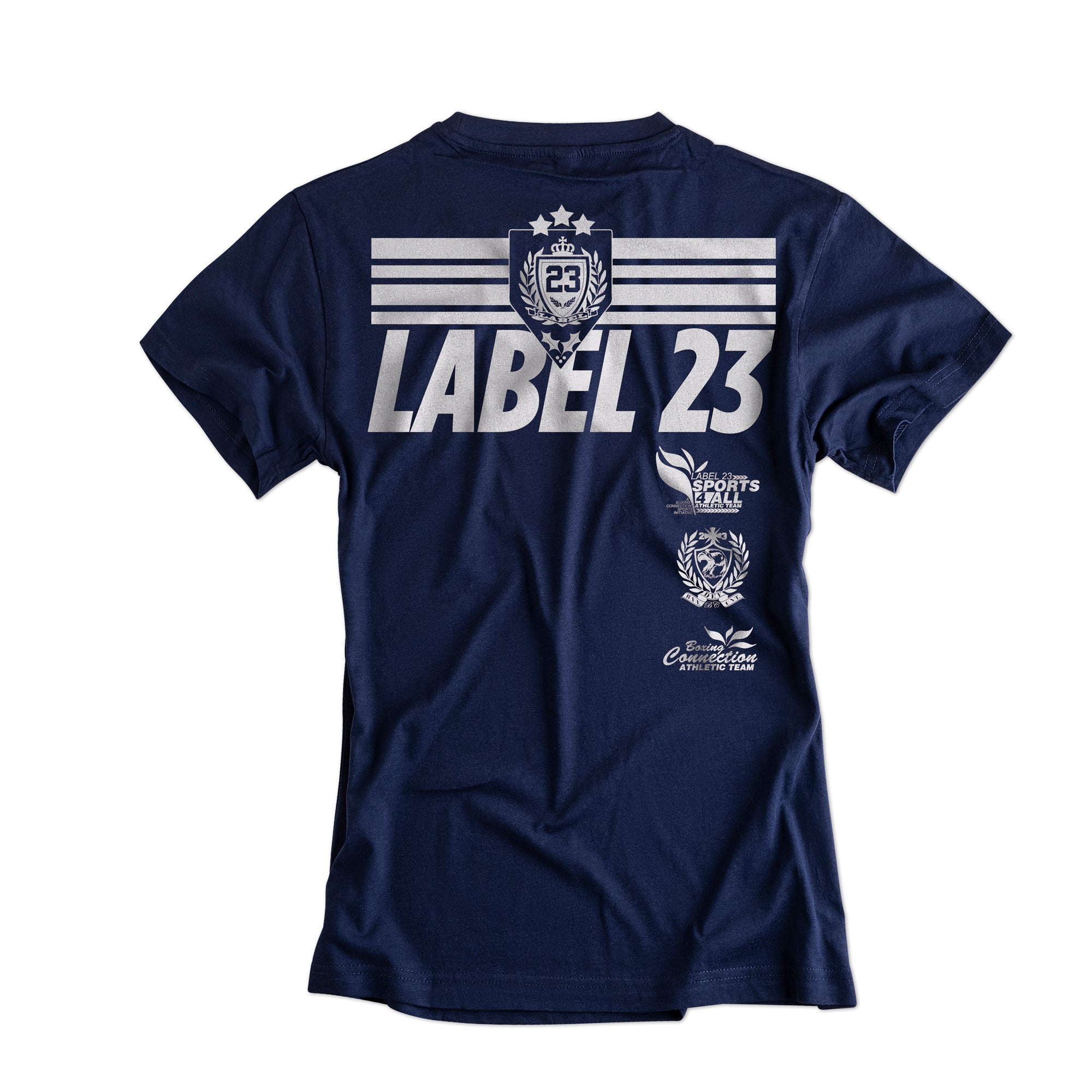 Damen T-Shirt Retro Basic navy-weiss