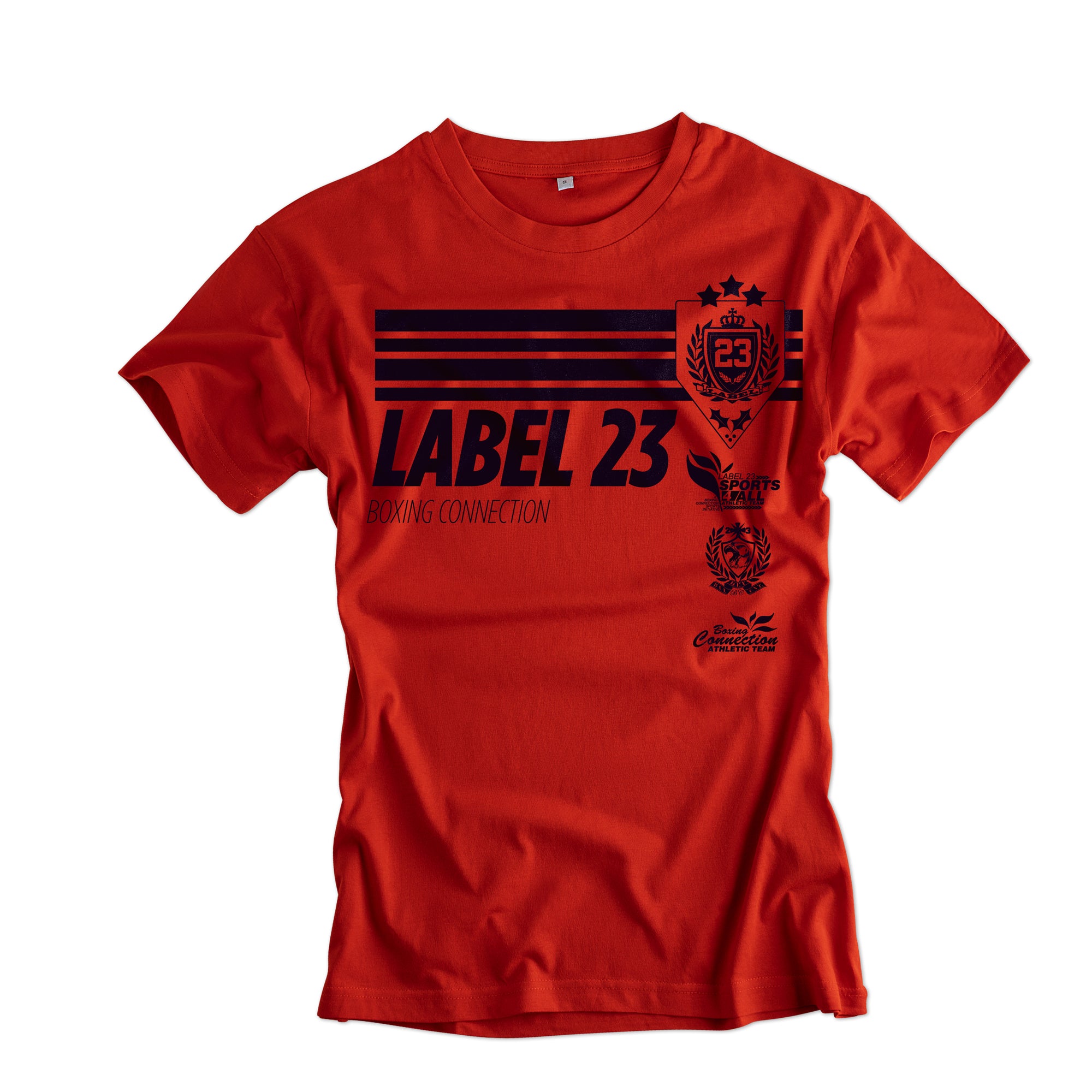 Damen T-Shirt Retro Basic rot-schwarz