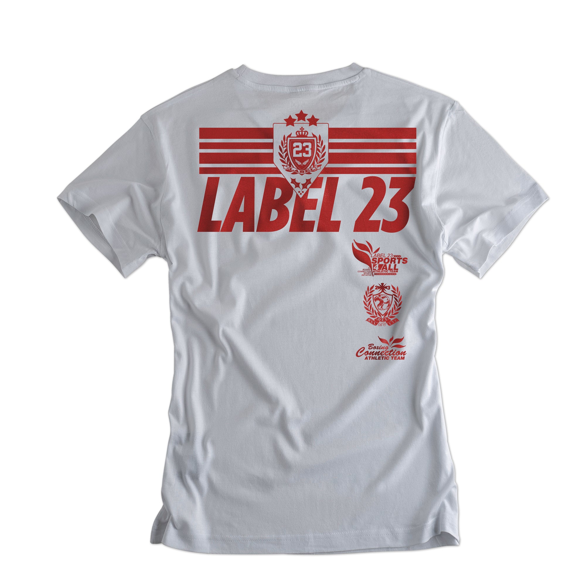 Damen Loose fit T-Shirt Retro Basic weiss-rot