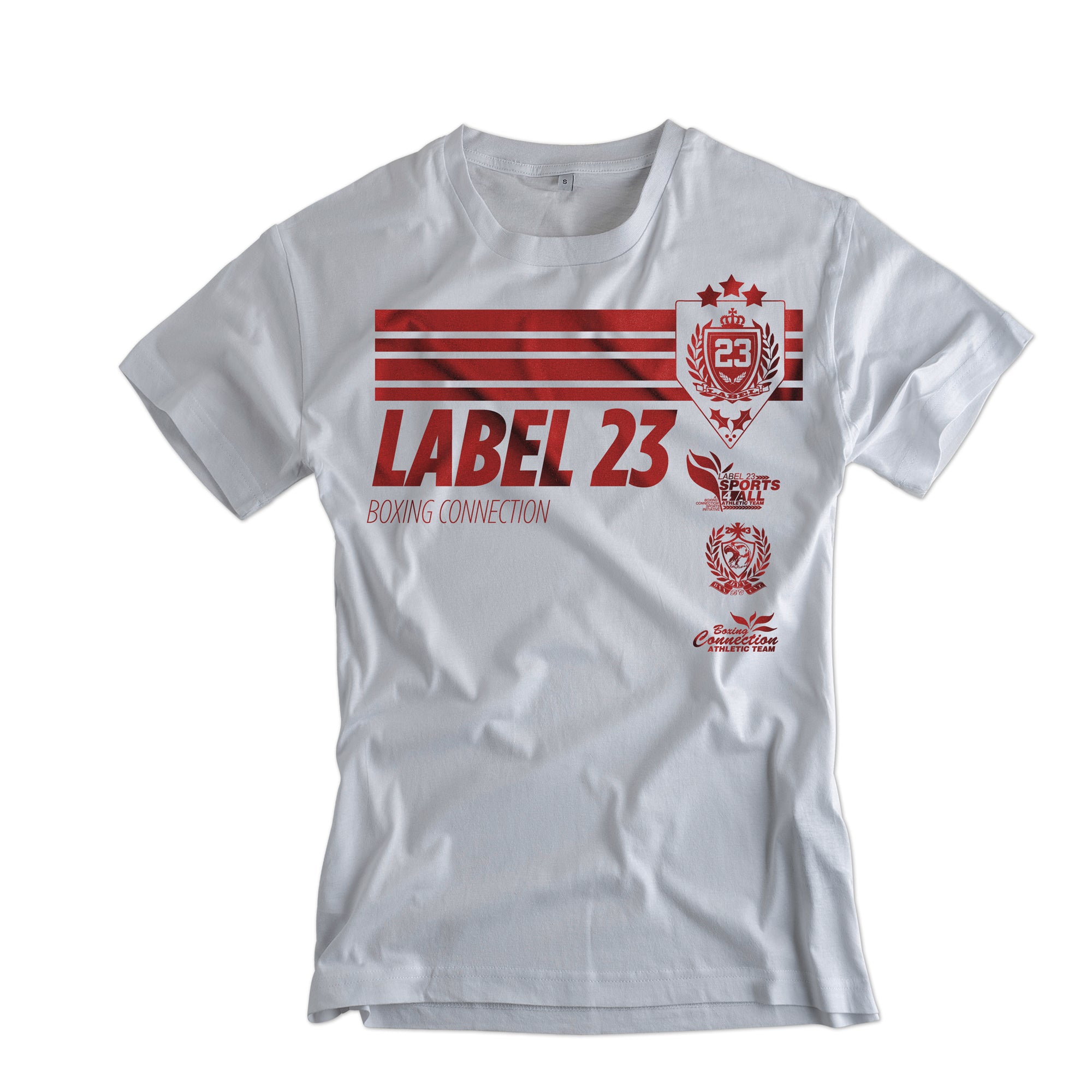 Damen Loose fit T-Shirt Retro Basic weiss-rot