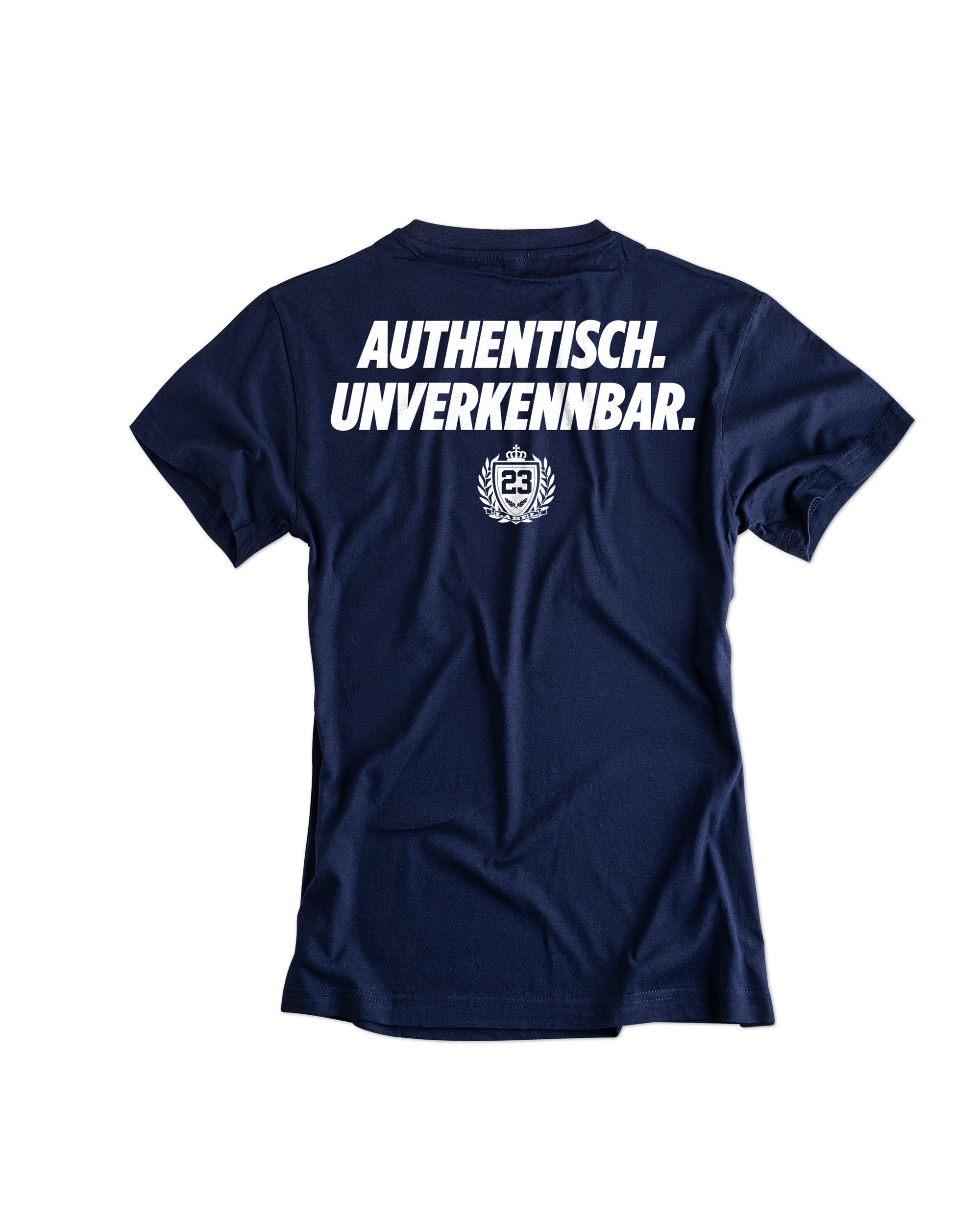 Damen T-Shirt Authentisch. Unverkennbar navy
