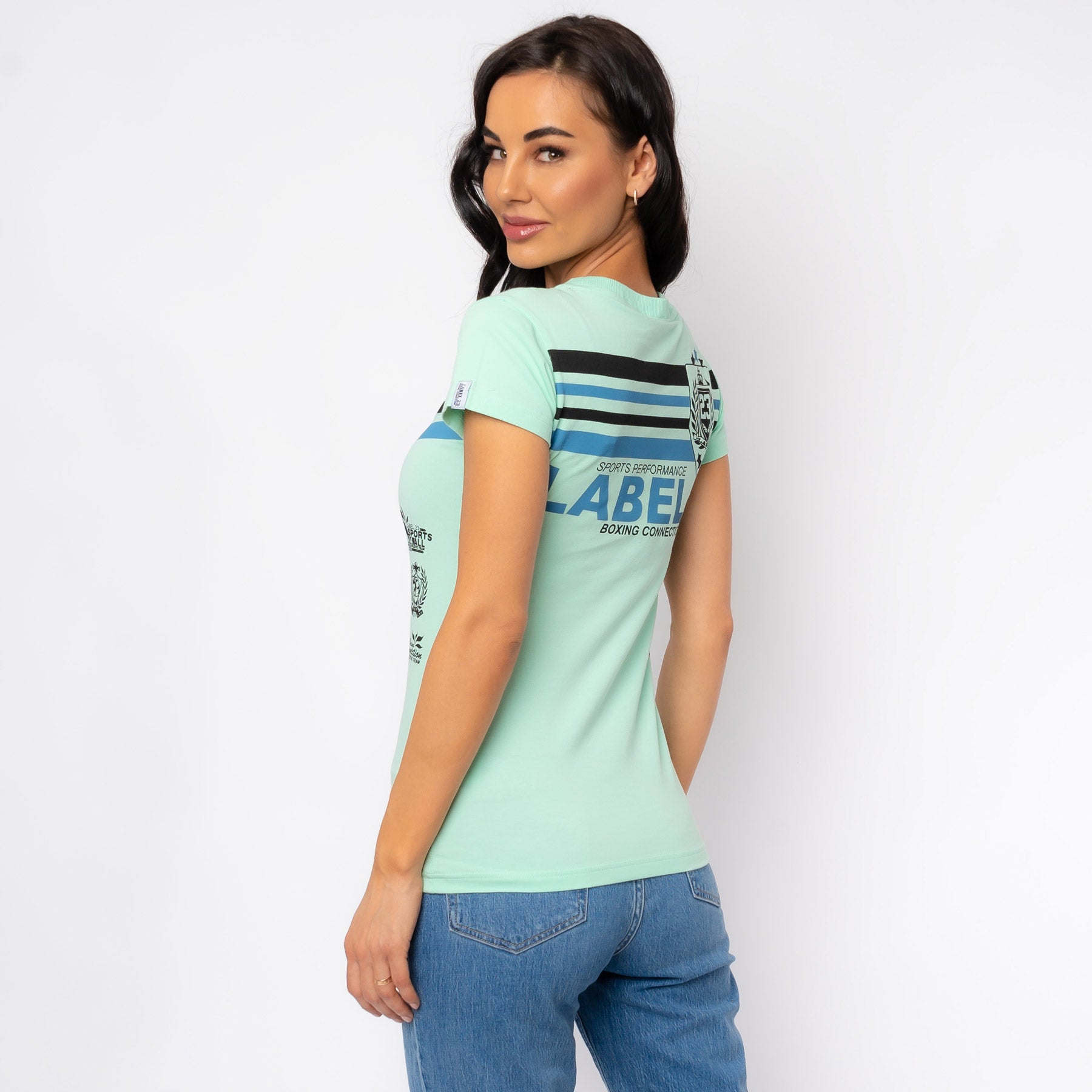 Damen T-Shirt Retro mint Label 23