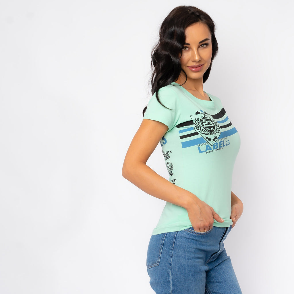 Damen T-Shirt Retro mint Label 23