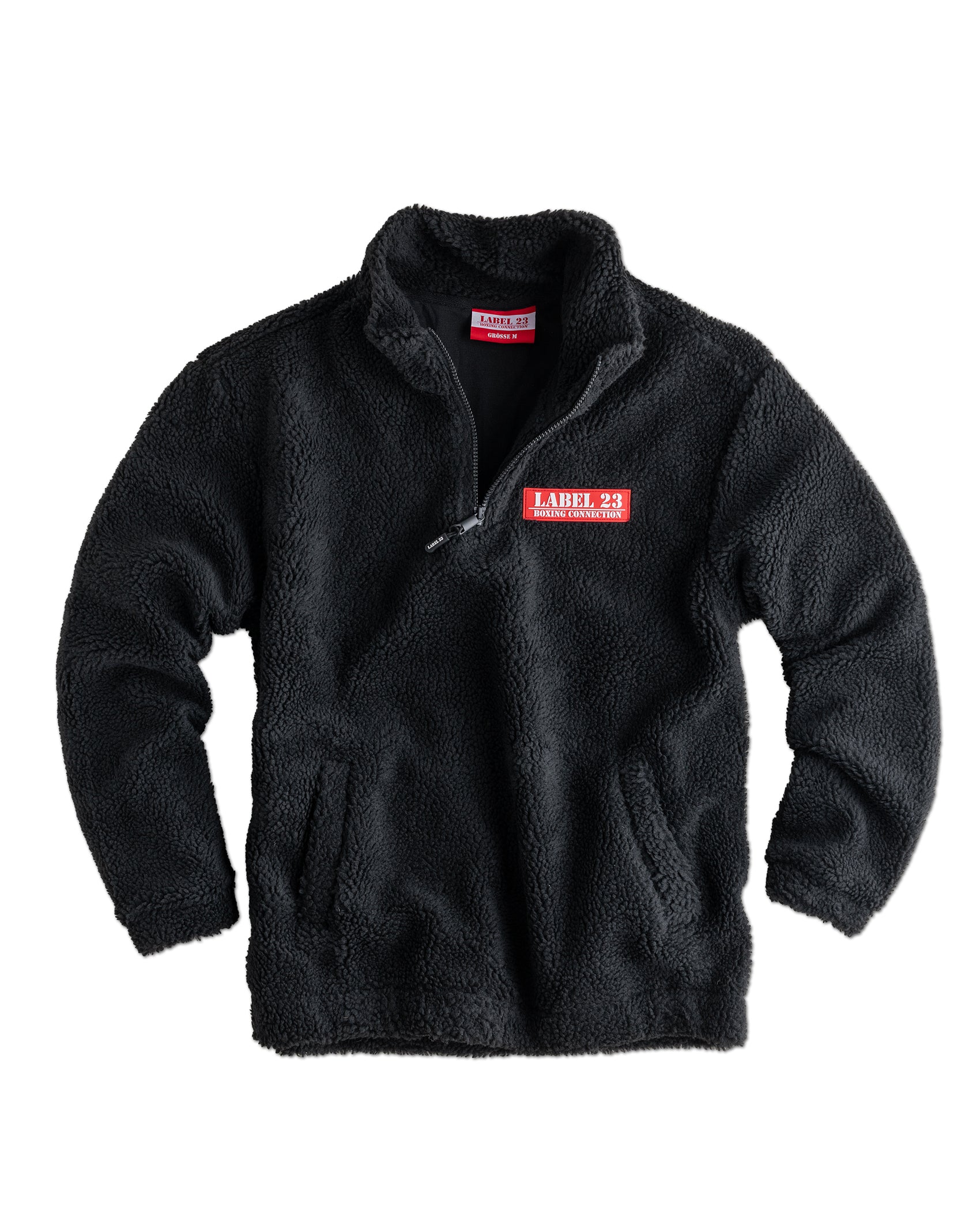 Männer Sherpa Half Zip Sweatshirt Redlabel - schwarz | Label 23