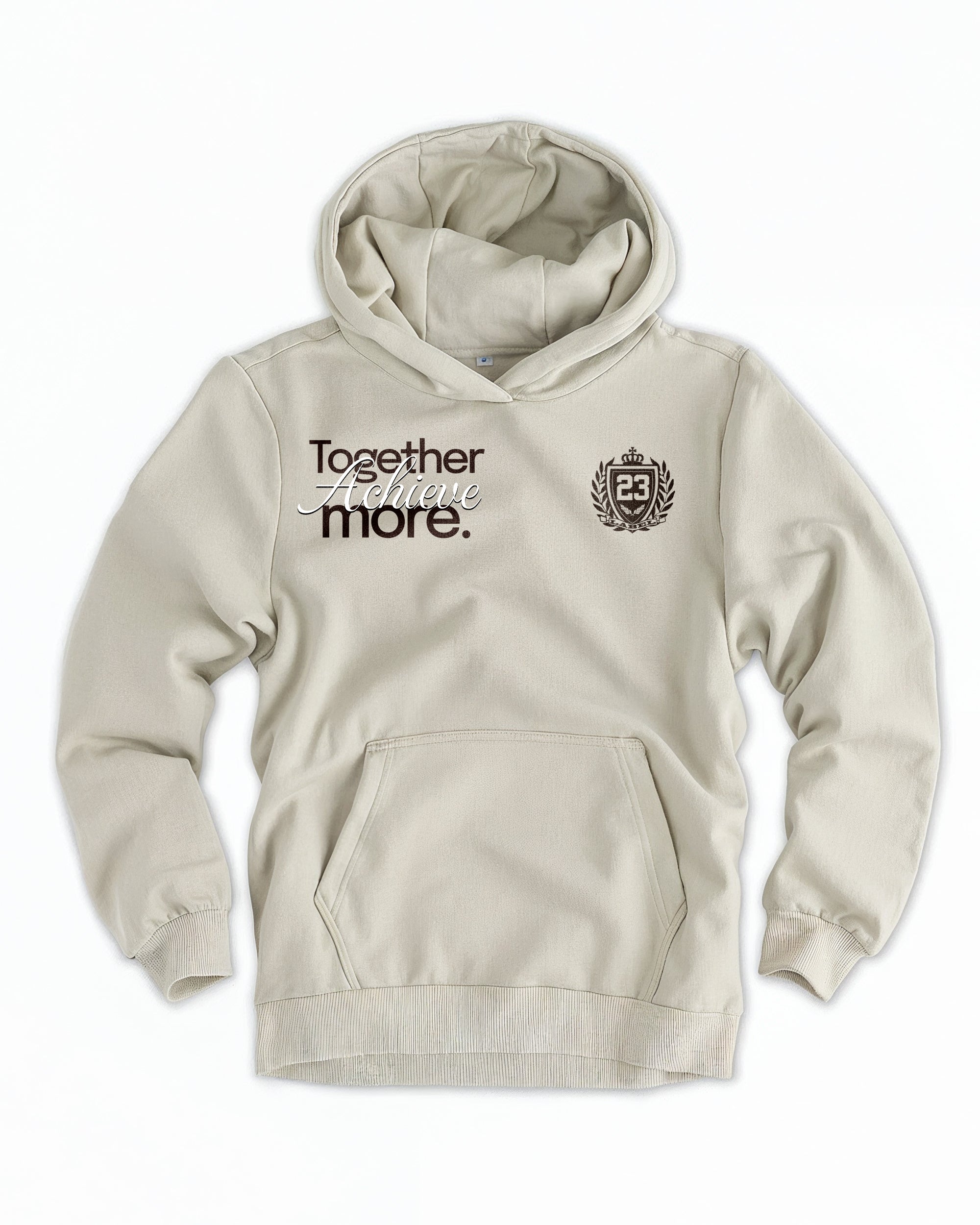 Frauen Cloud Fleece Hoodie „Achieve more" sand