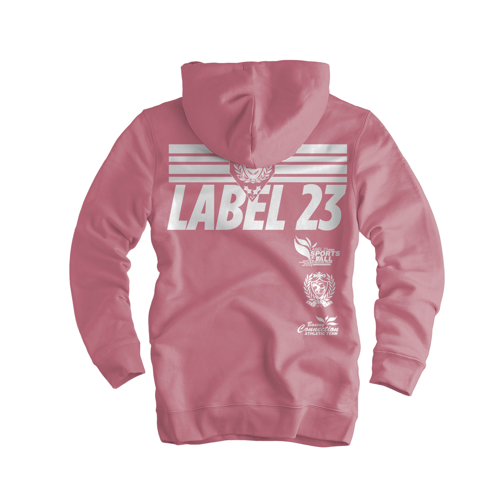 Damen Hoodie Retro Basic altrosa-weiss