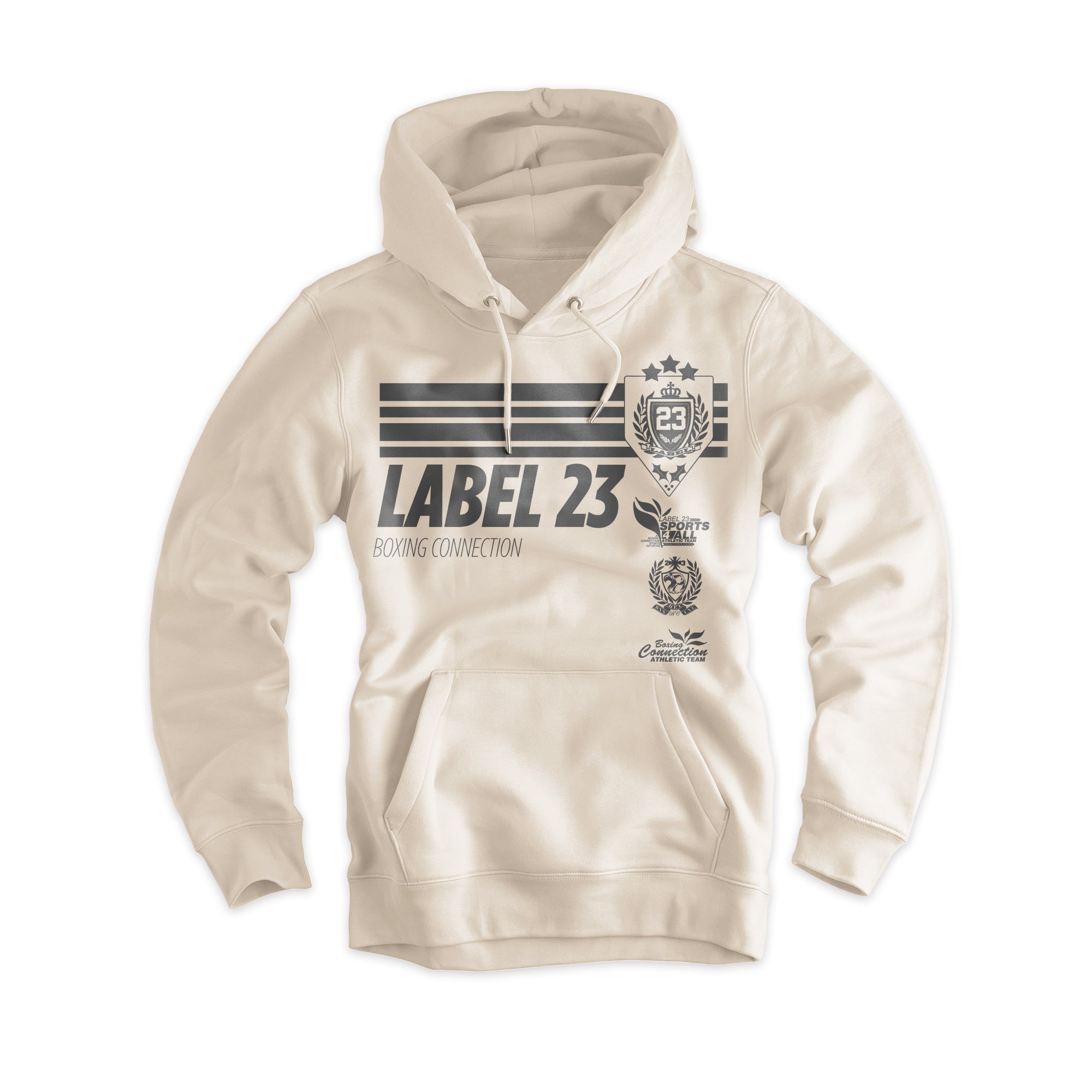 Damen Hoodie Retro Basic ivory-grau
