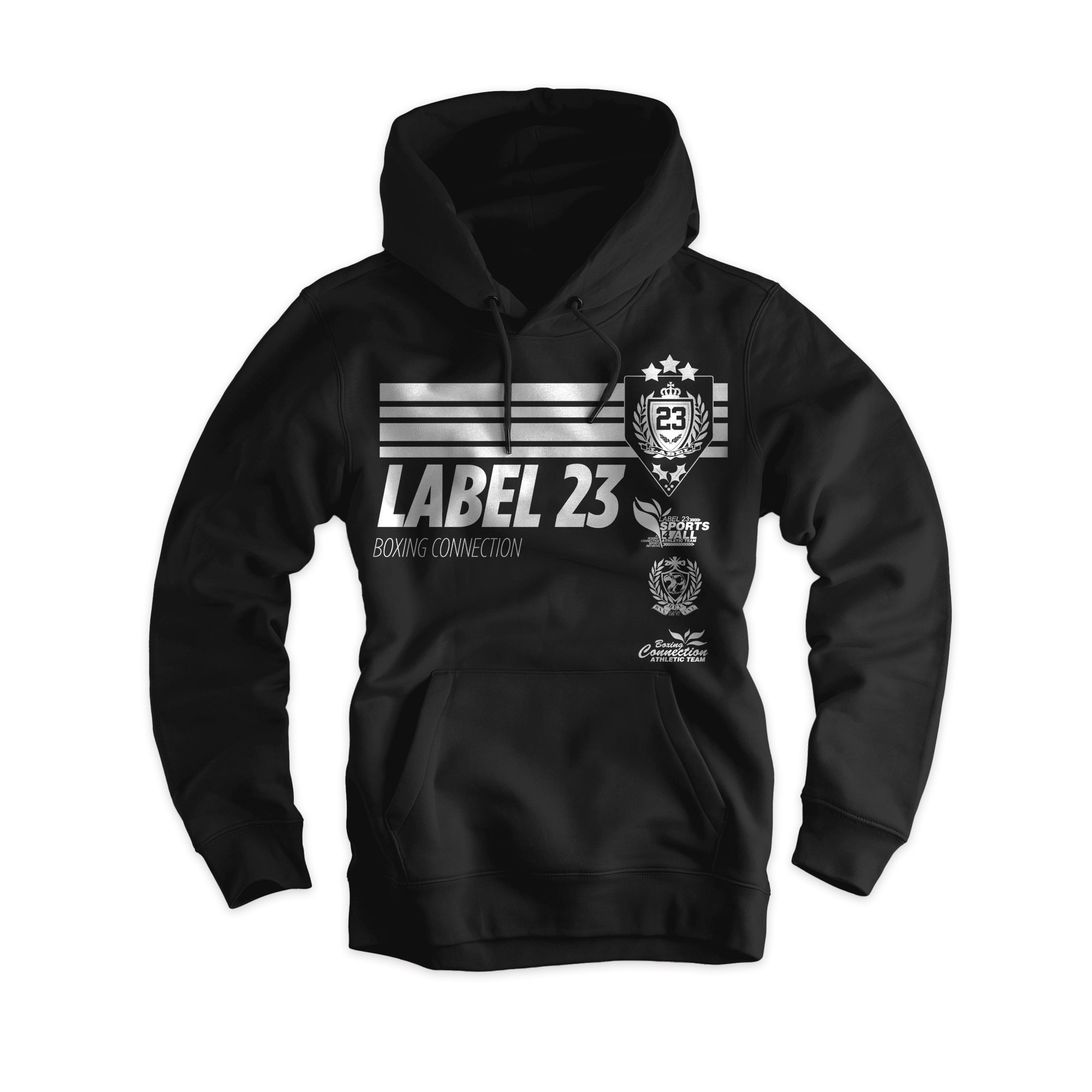 Damen Hoodie Retro Basic schwarz-weiss