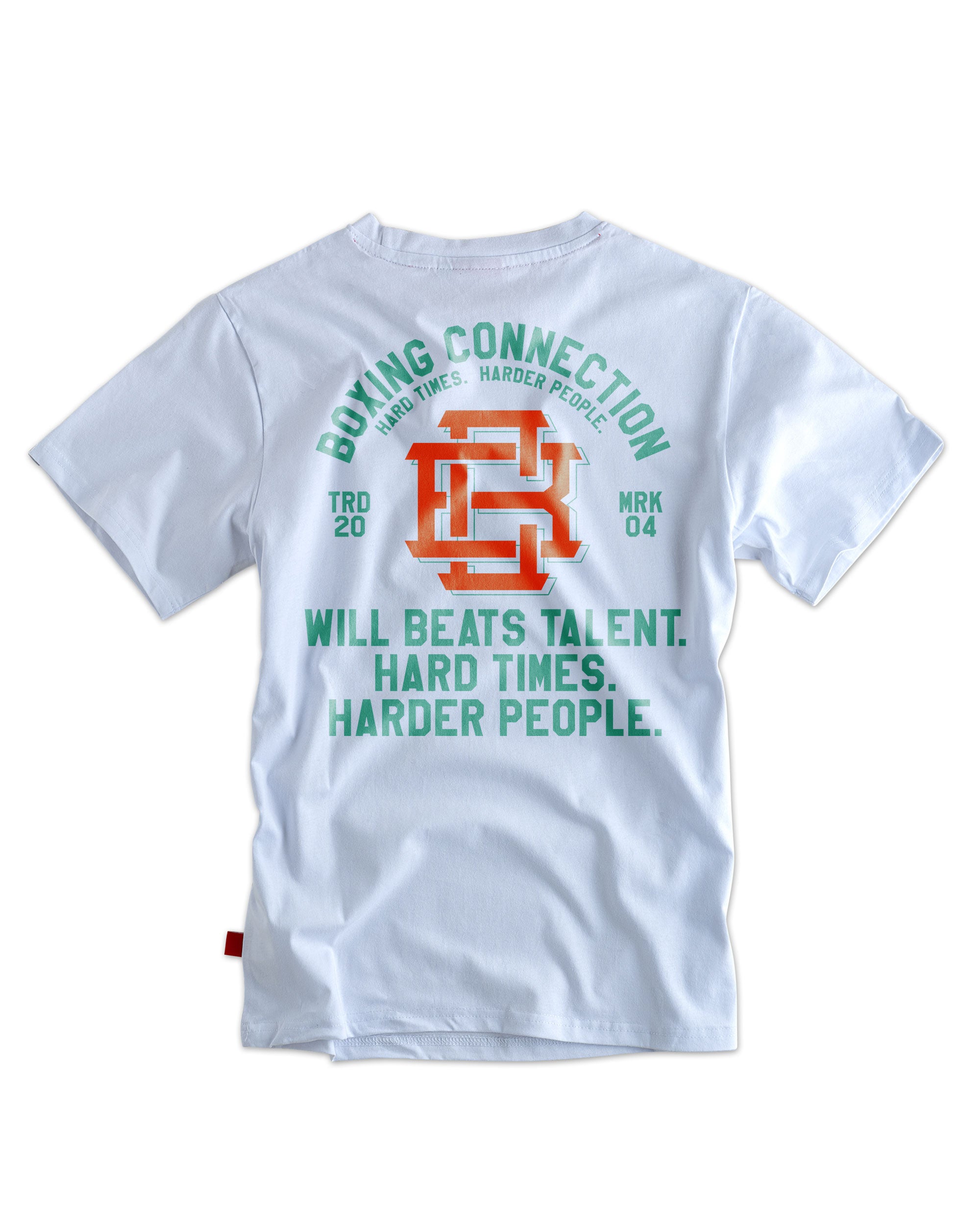 Herren T-Shirt ‚Will Beats Talent‘ von Label 23 – weißes Statement-Shirt aus Baumwolle im sportlichen Boxstyle, ideal für Training und Alltag