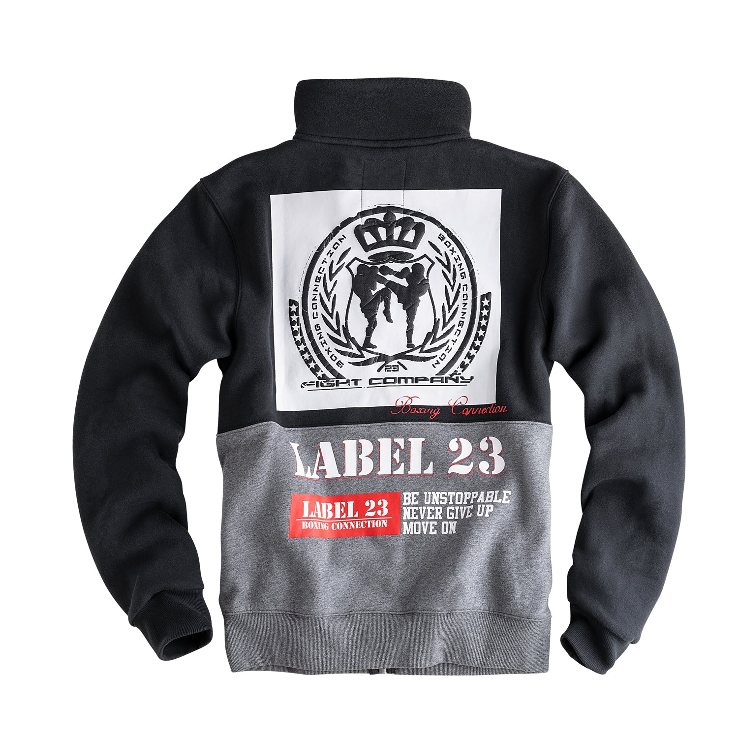 Herren Zip Sweatshirt Box Con schwarz-grau